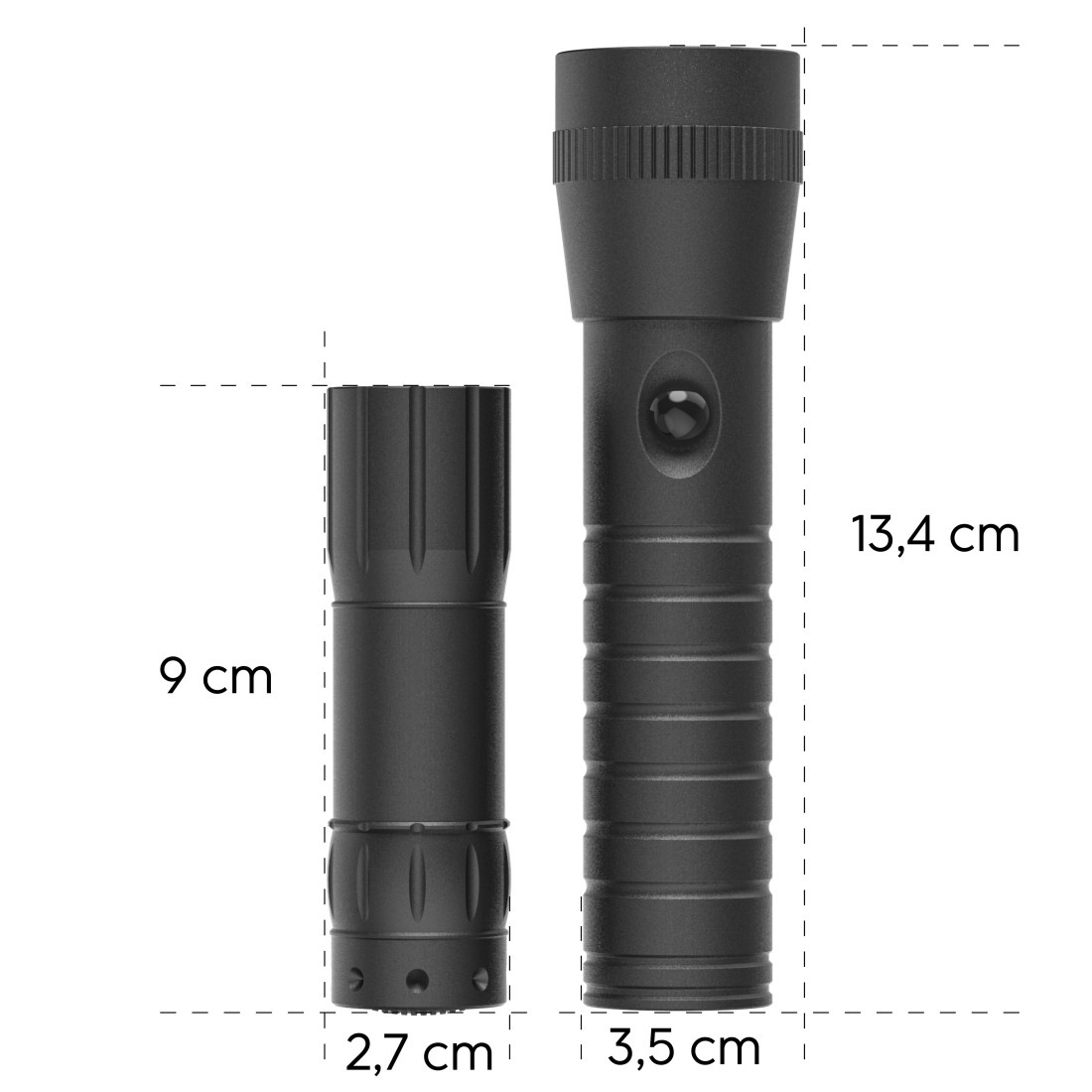 Hama LED Taschenlampe »LED Taschenlampe, 2er Set (Mini Taschenlampe und große Taschenlampe)« stoßfest, robust, stromsparend aus Aluminium