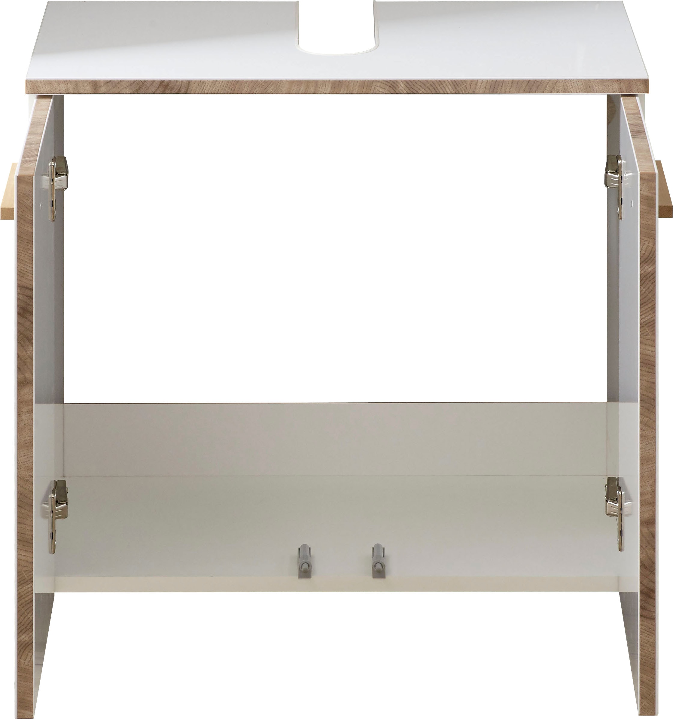 Saphir Waschbeckenunterschrank »Quickset 931 Unterbeckenschrank, 60 cm breit, 2 Türen, Weiß Glanz«, Waschbeckenschrank inkl Türdämpfer, Siphonausschnitt, ohne Waschbecken