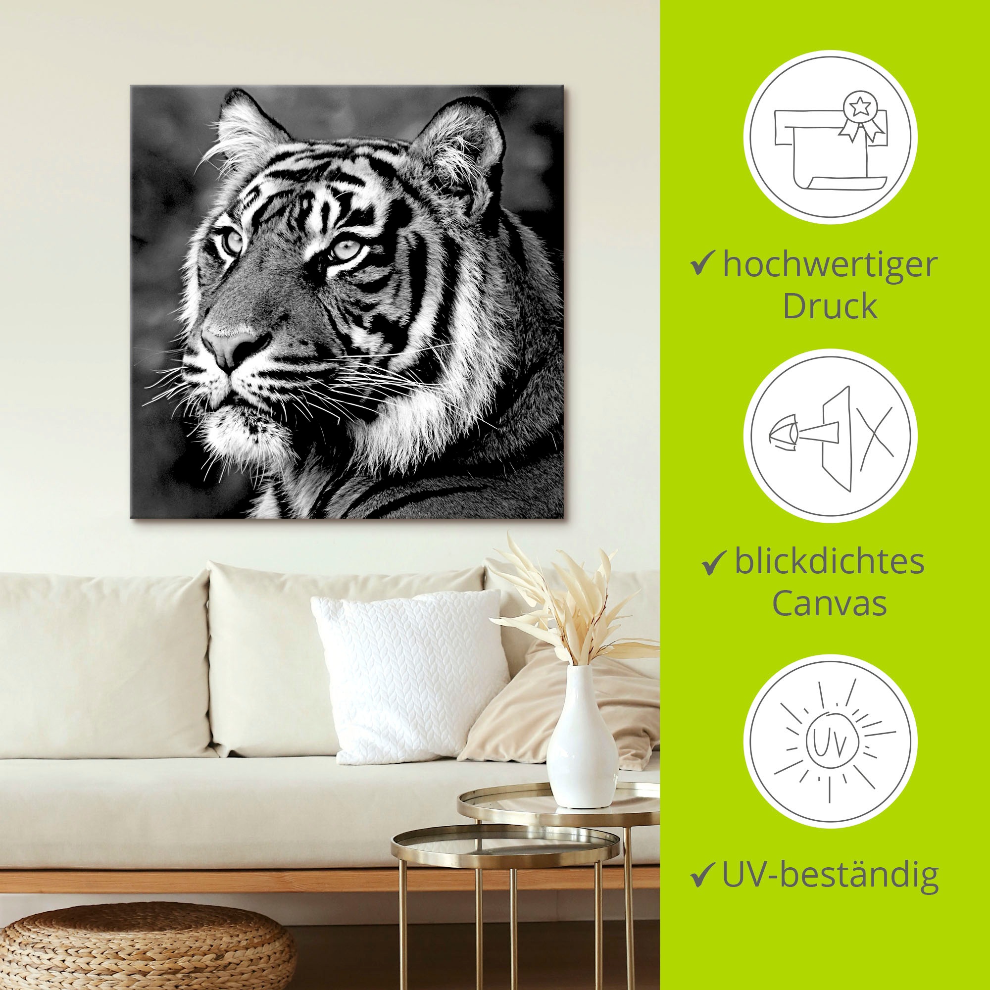 Artland Wandbild »Tiger«, Wildtiere, (1 St.), als Leinwandbild, Poster, Wandaufkleber in verschied. Größen