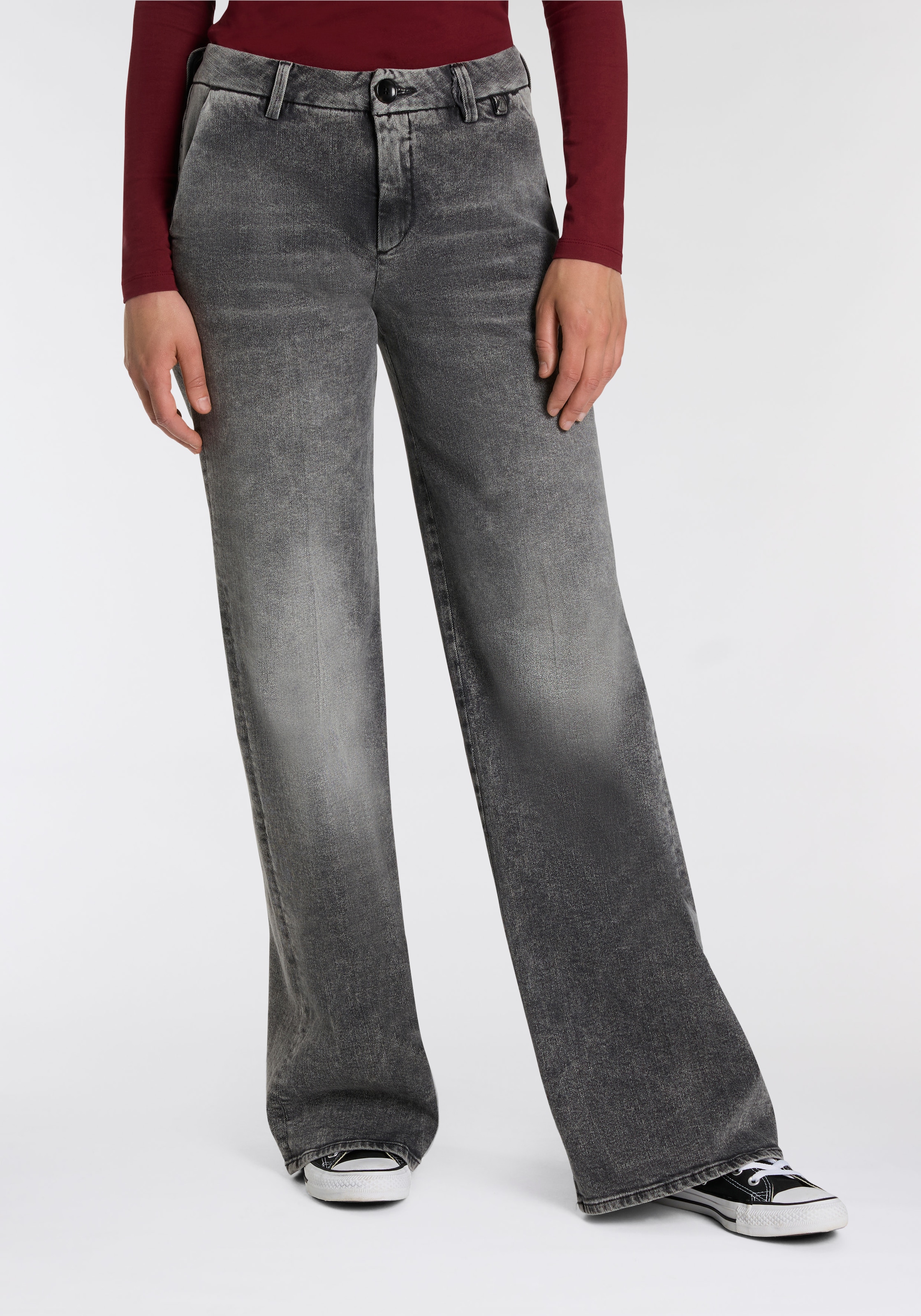 Herrlicher High-waist-Jeans "Lovely Flared Denim Black", im Flared Fit günstig online kaufen