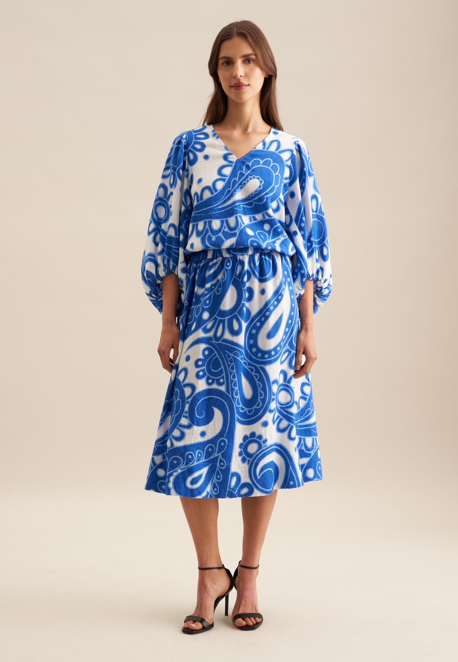 seidensticker Shirtbluse »Schwarze Rose«, 3/4-Arm V-Neck Paisley