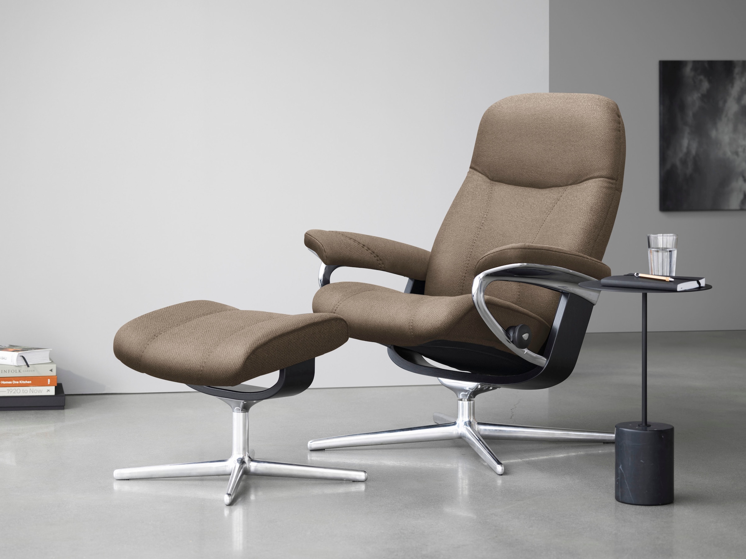 Stressless Fußhocker "Consul", mit Cross Base, Größe S, M & L, Holzakzent Schwarz