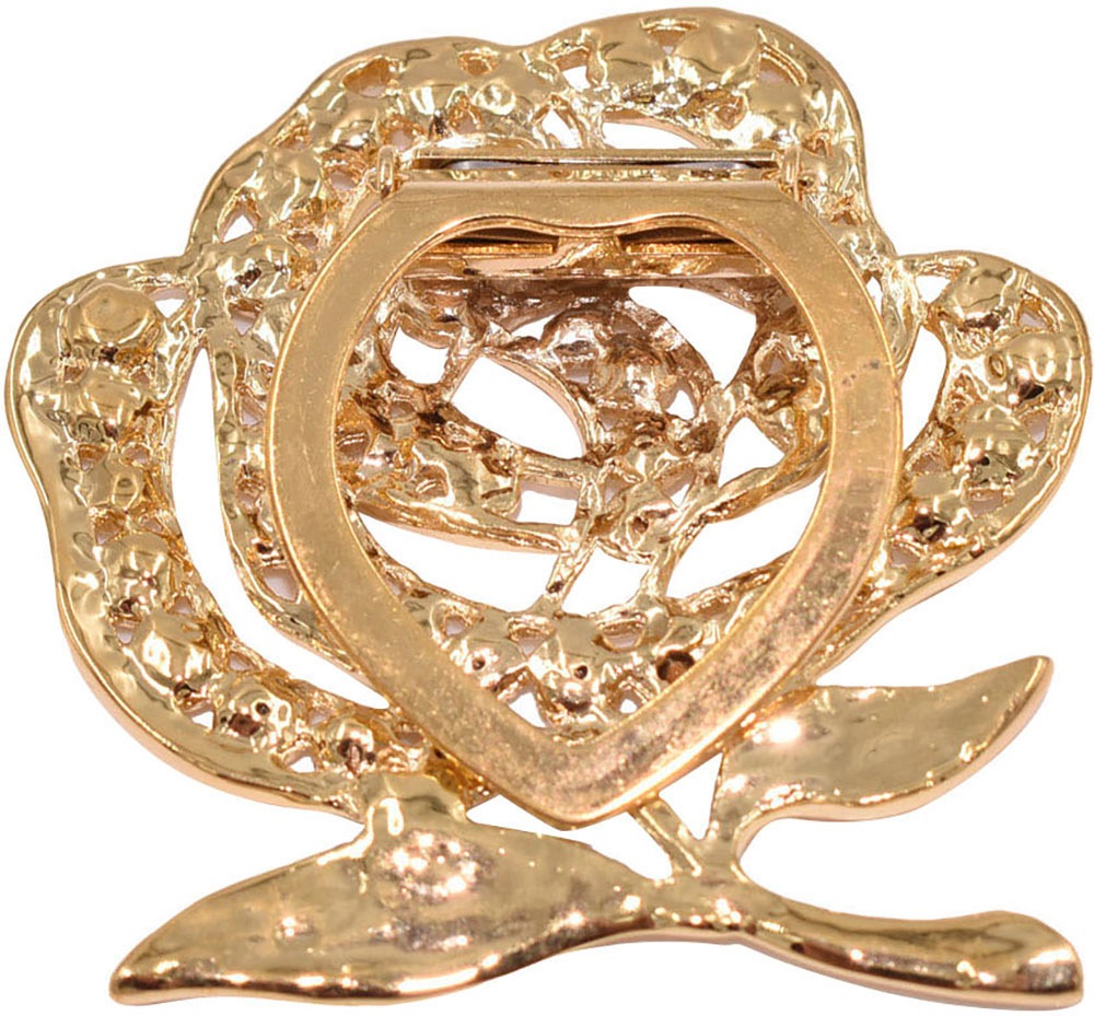 Tuchring FIRETTI "Schmuck Geschenk Ansteckschmuck Schalclip Rose", gold (gelbgoldfarben, kristallweiß, kristallweiß), Broschen, Damen, Messing, mit Zirkonia (synth.) 2