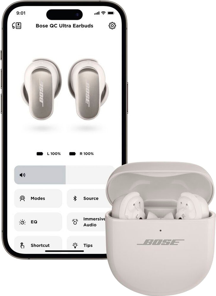 Bose wireless Kopfhörer »QuietComfort Ultra Earbuds mit 3 Modi«, Bluetooth, Active Noise Cancelling (ANC)-Freisprechfunktion-integrierte Steuerung für Anrufe und Musik-True Wireless-Hi-Res, hoher Tragekomfort mit dem Fit Kit, Personalisierung