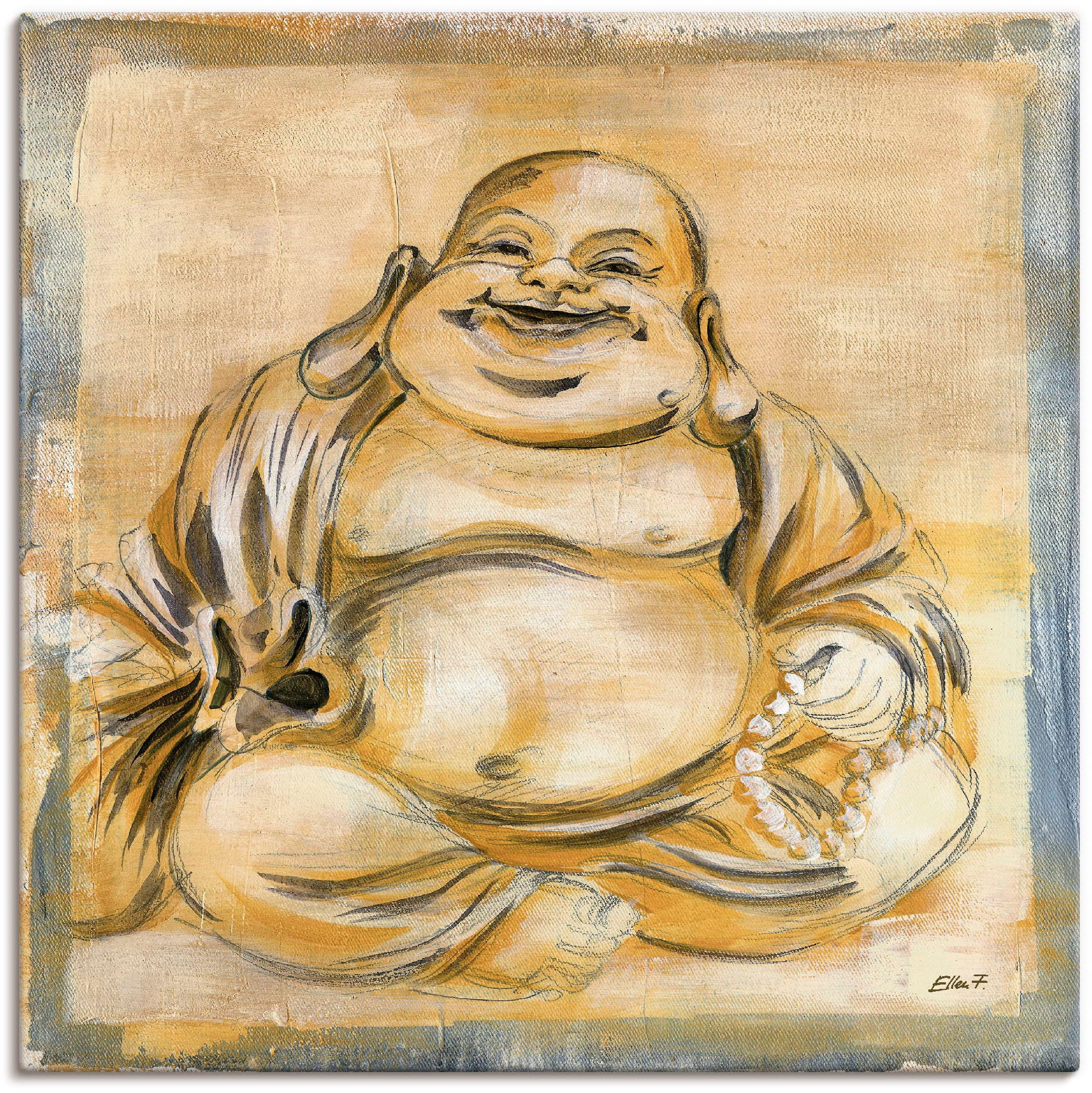 Artland Wandbild "Fröhlicher Buddha I", Religion, (1 St.), als Leinwandbild, Poster, Wandaufkleber in verschied. Größen