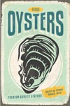 queence Metallbild »Oysters«, Schriftzüge-Schriftzug-Essen, (1 St.), Stahlschild, Blechschild,Texte, Austern, Retro