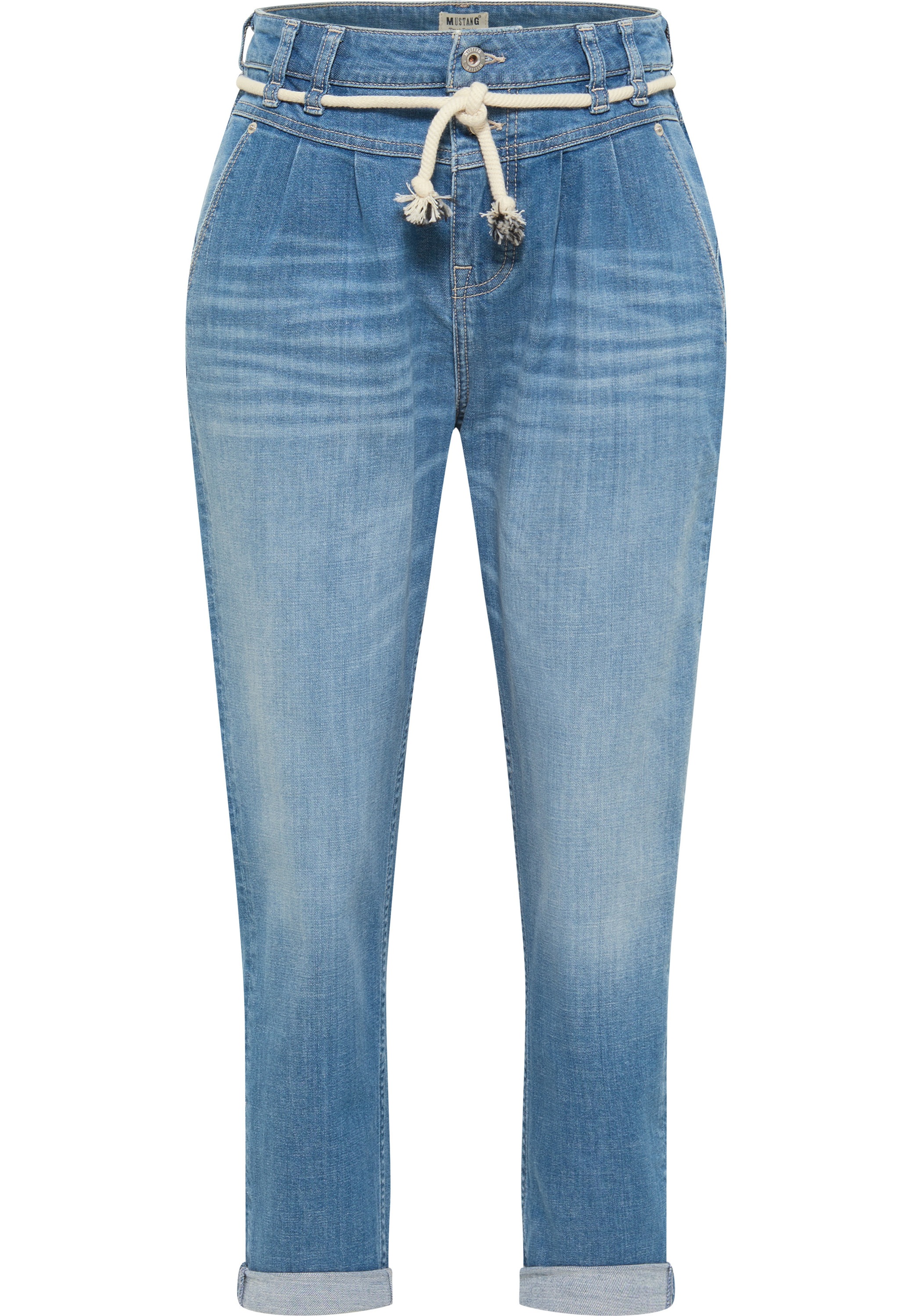 MUSTANG Moms Jeans Donna, Denim Cotone, Vita Media, Gamba Conica, 5 Tasche, Chiusura Zip