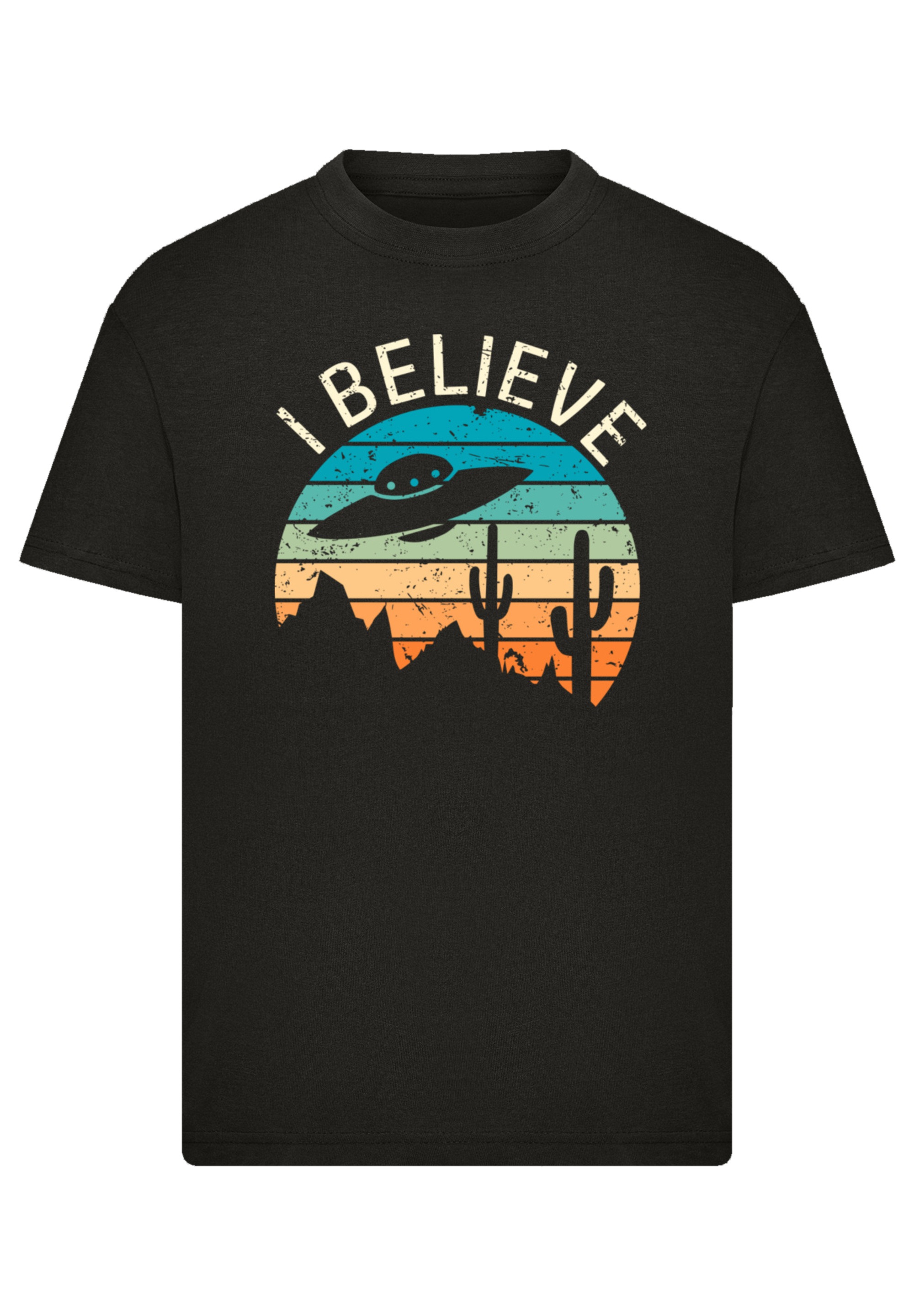 F4NT4STIC T-Shirt »I Believe UFO Alien Sonnenuntergang« Premium Qualität