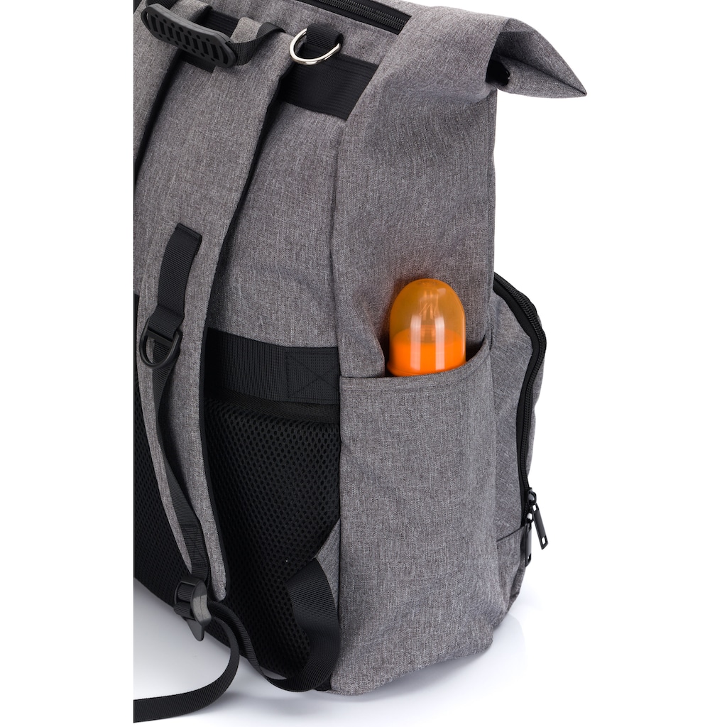 Fillikid Wickelrucksack »Tokio, grau melange«, mit Wickelauflage und Volumenerweiterung