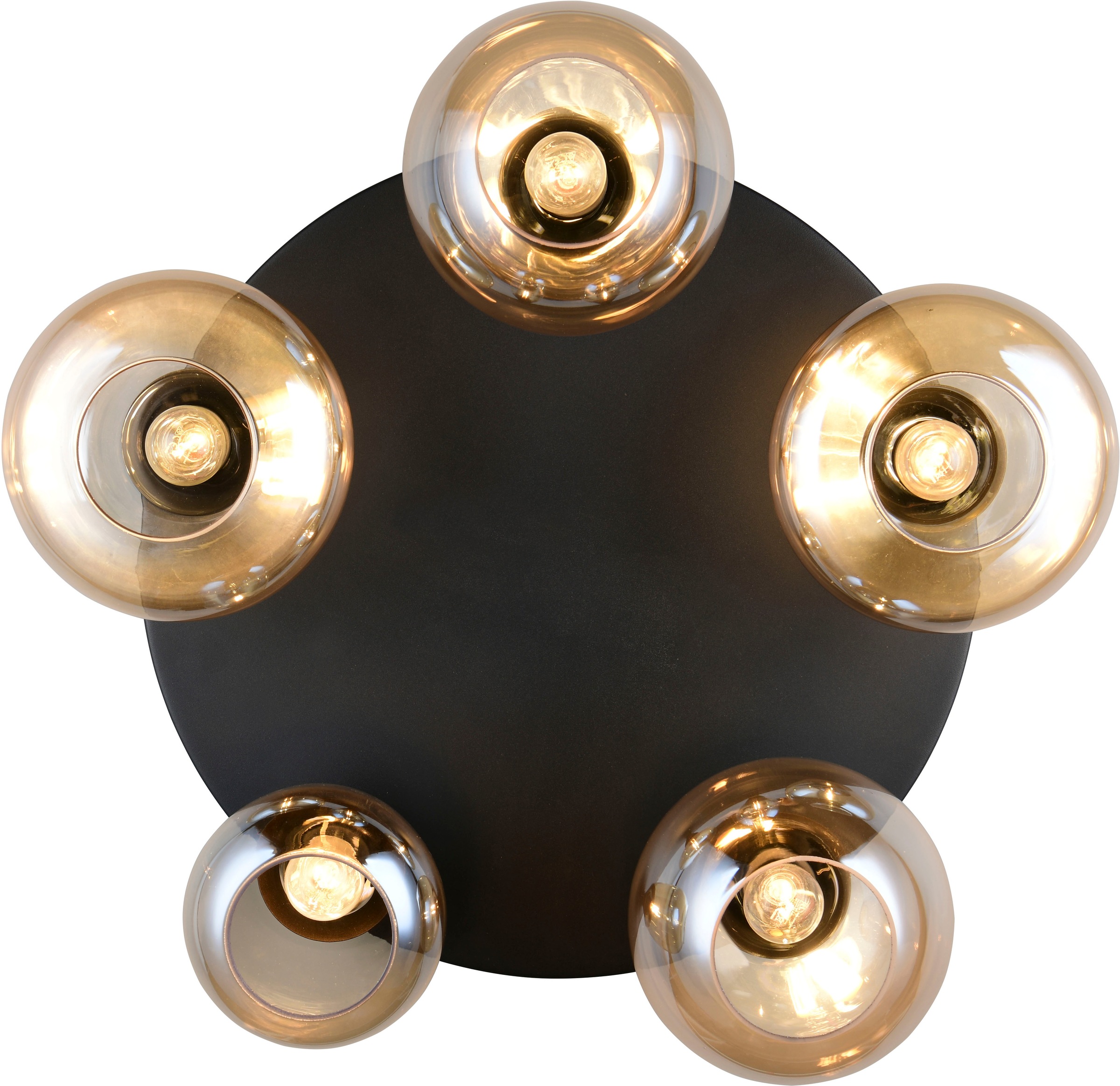 TRIO Leuchten Deckenleuchte »Lumina, Deckenlampe 5-flammig mit Glasschirm, exkl 5x E14 , max 10W« E14 1 Stk. warmweiß - kaltweiß Ø 64 cm Höhe 25 cm, spiegelnde Glas Lampenschirme in 3 modernen Formen