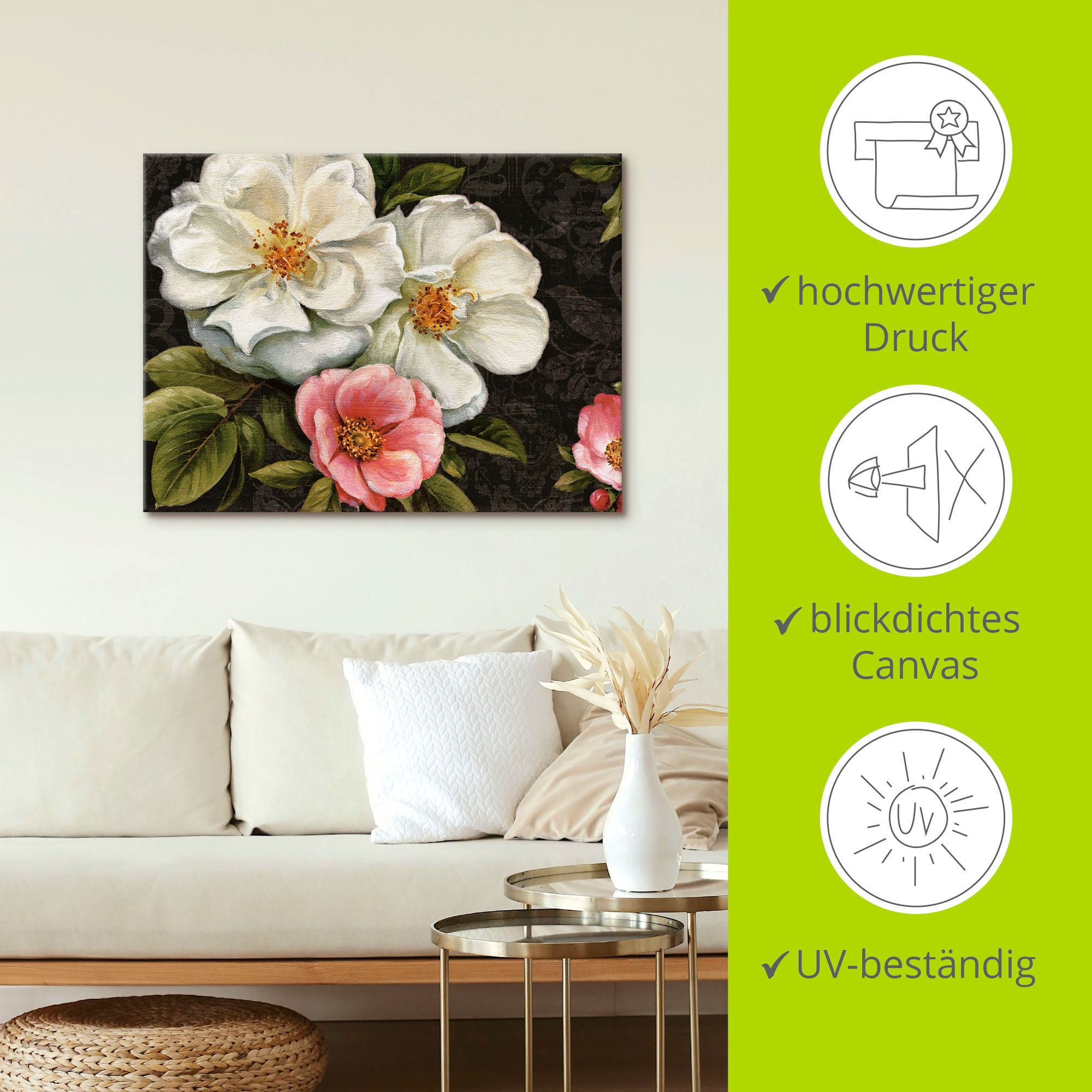 Artland Wandbild »Blumen Damast I«, Blumen, (1 St.), als Leinwandbild, Poster in verschied. Größen