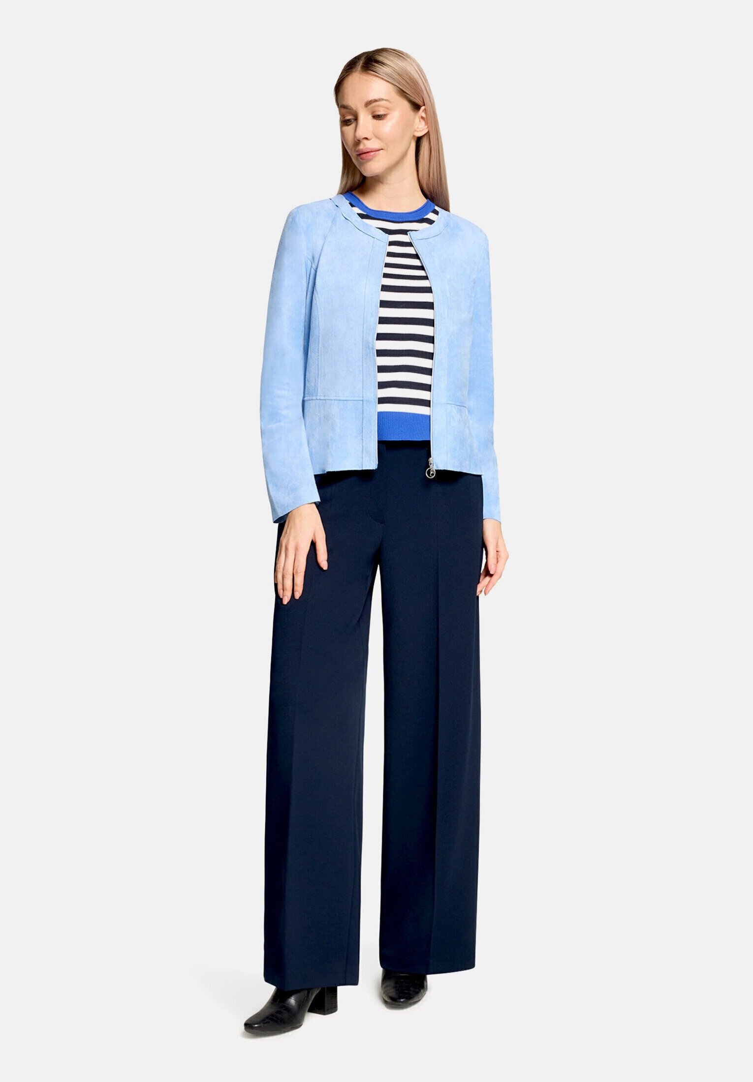 BETTY BARCLAY Damen Jackenblazer "Damen mit Reißverschluss", blau, Gr. 44, Samt, Obermaterial: 92% Polyester, 8% Elasthan, Blazer