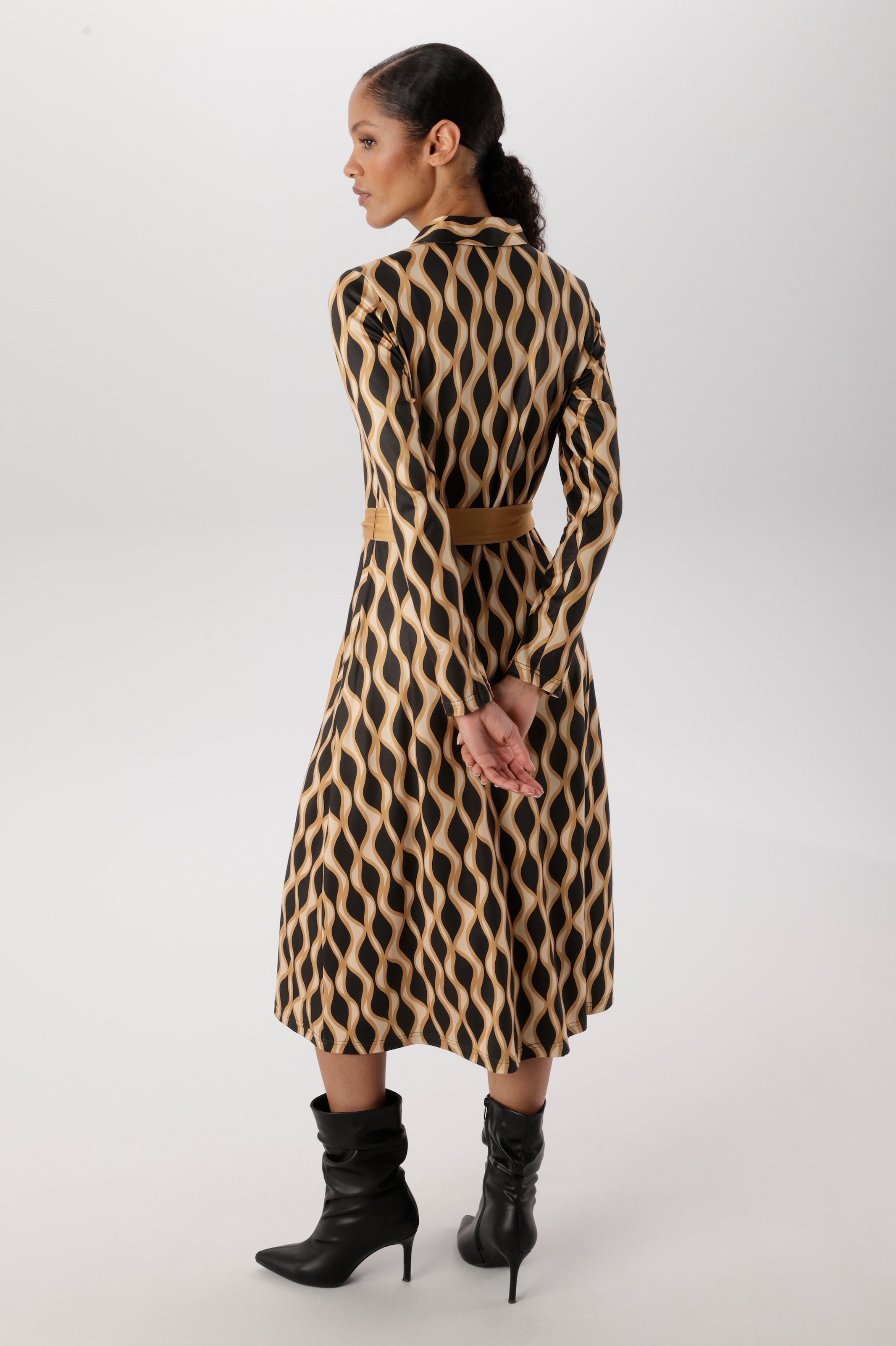 Aniston SELECTED Midikleid 2 tlg. mit Retromuster und abnehmbarem Bindeband - NEUE KOLLEKTION