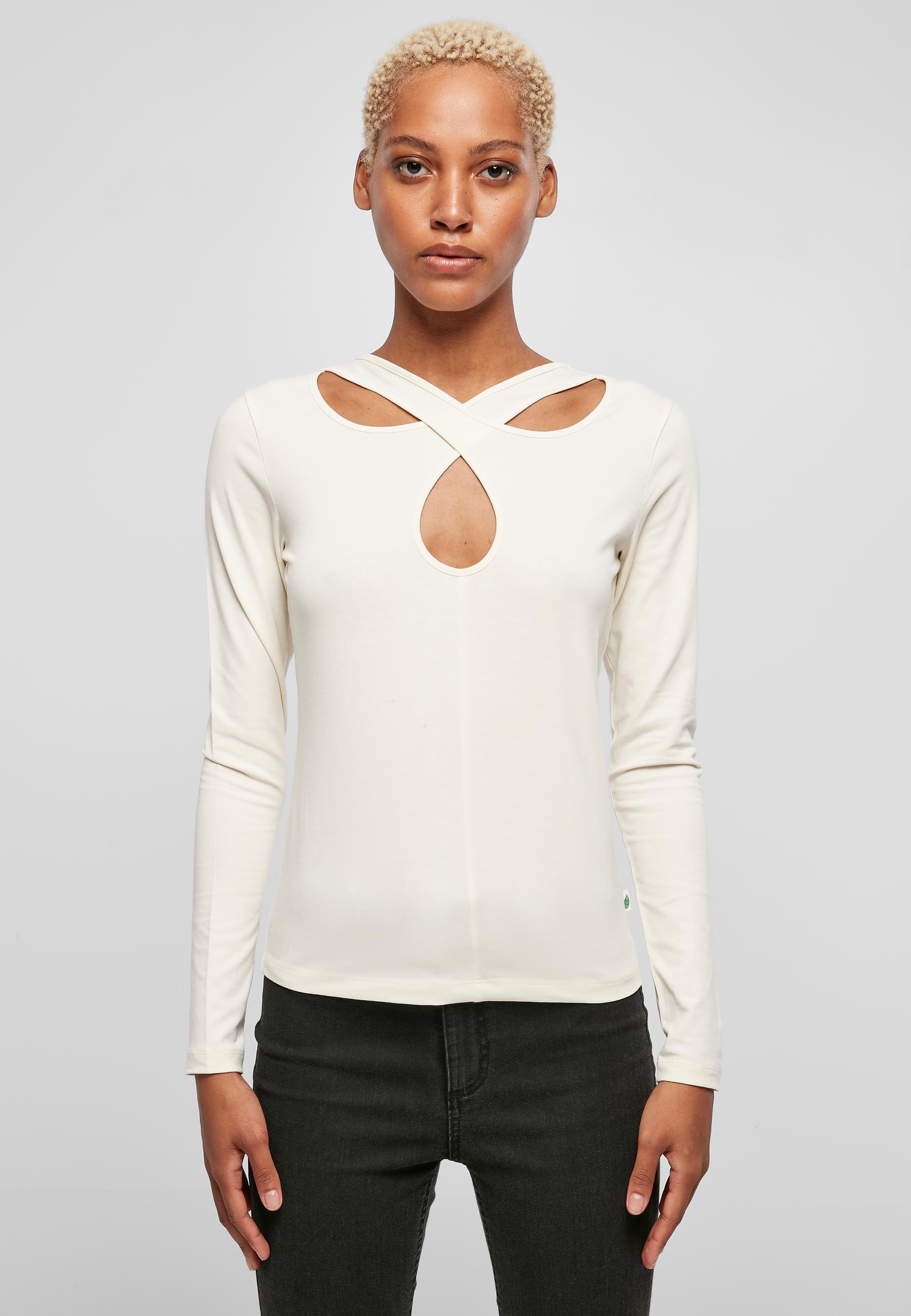 URBAN CLASSICS Longsleeve »Urban Classics Damen Ladies Crossed Cut Out Longsleeve«, (1 tlg.)