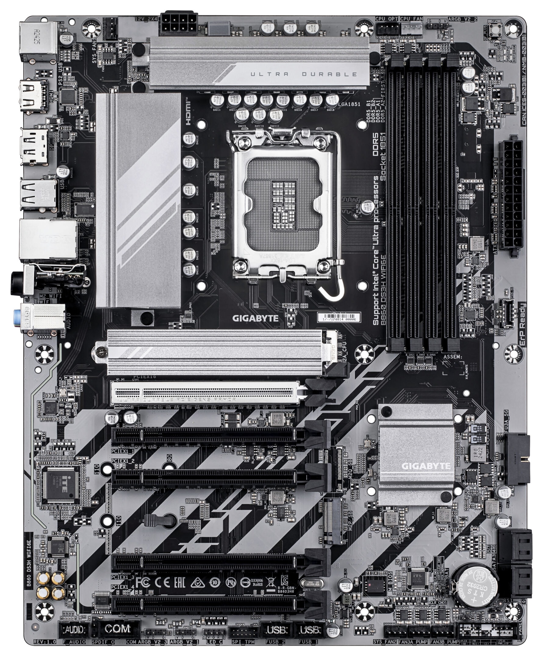 Gigabyte Mainboard »B860 DS3H WIFI6E Mainboard - Intel Core Ultra CPUs, 8+1+2+2 Phasen VRM«