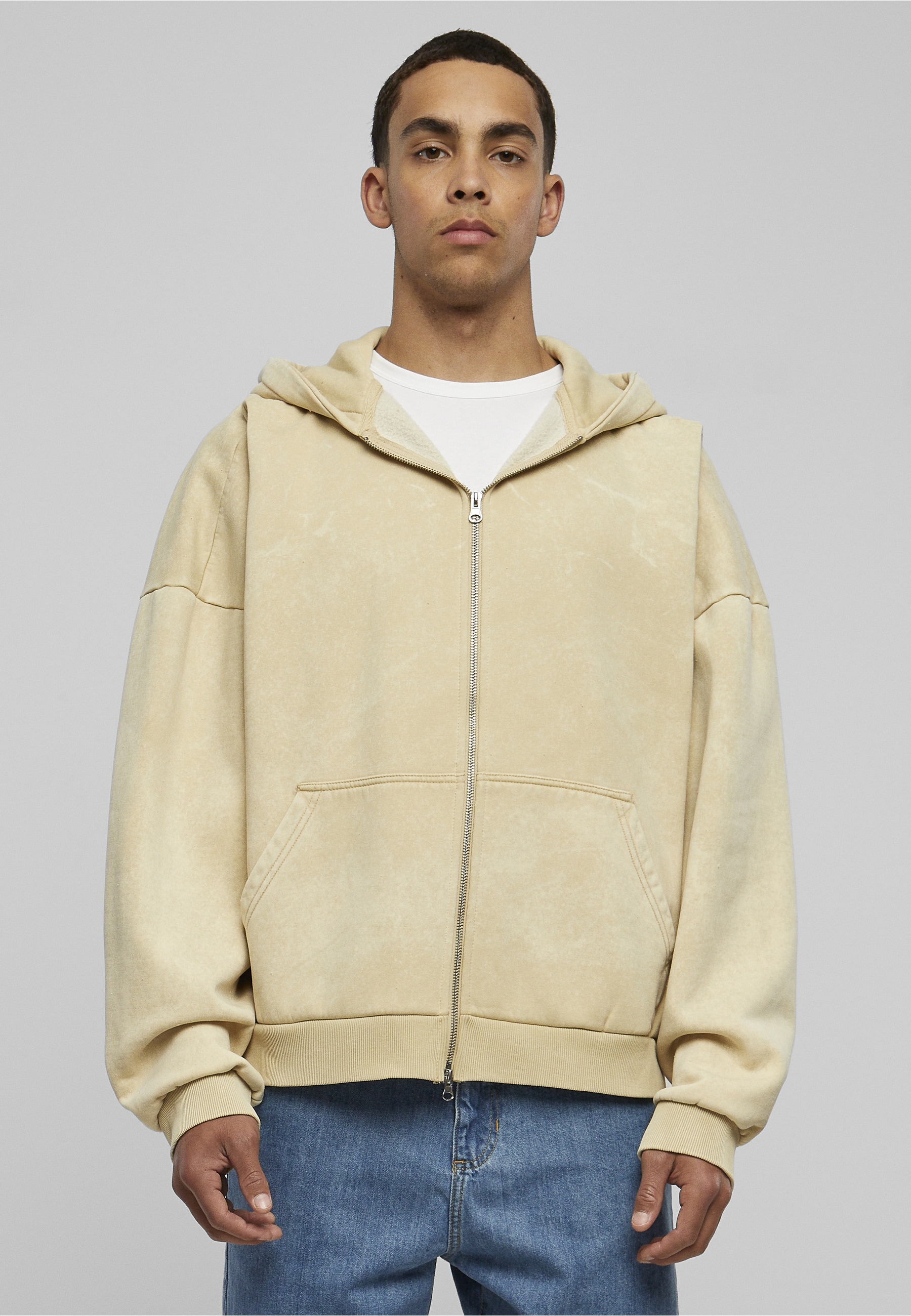 URBAN CLASSICS Kapuzenpullover »Urban Classics Herren Heavy Stone Washed 90's Zip Hoodie« 1 Stk.