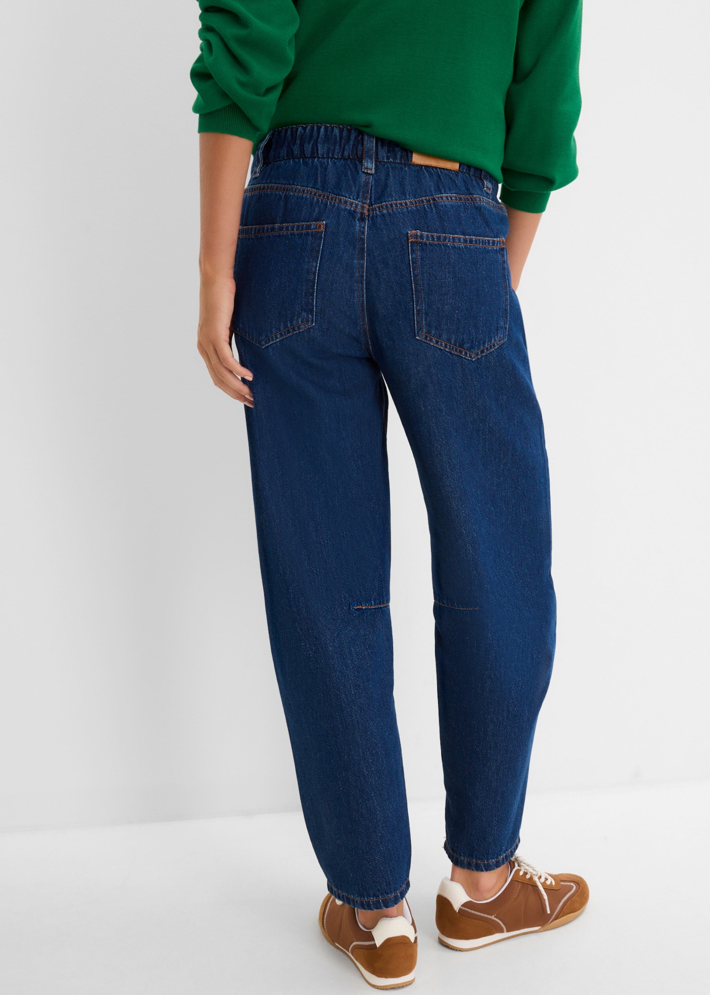 bonprix Loose-fit-Jeans Barrel-Jeans, mit Mid Waist-Bund, in Cropped-Länge, aus Baumwolle