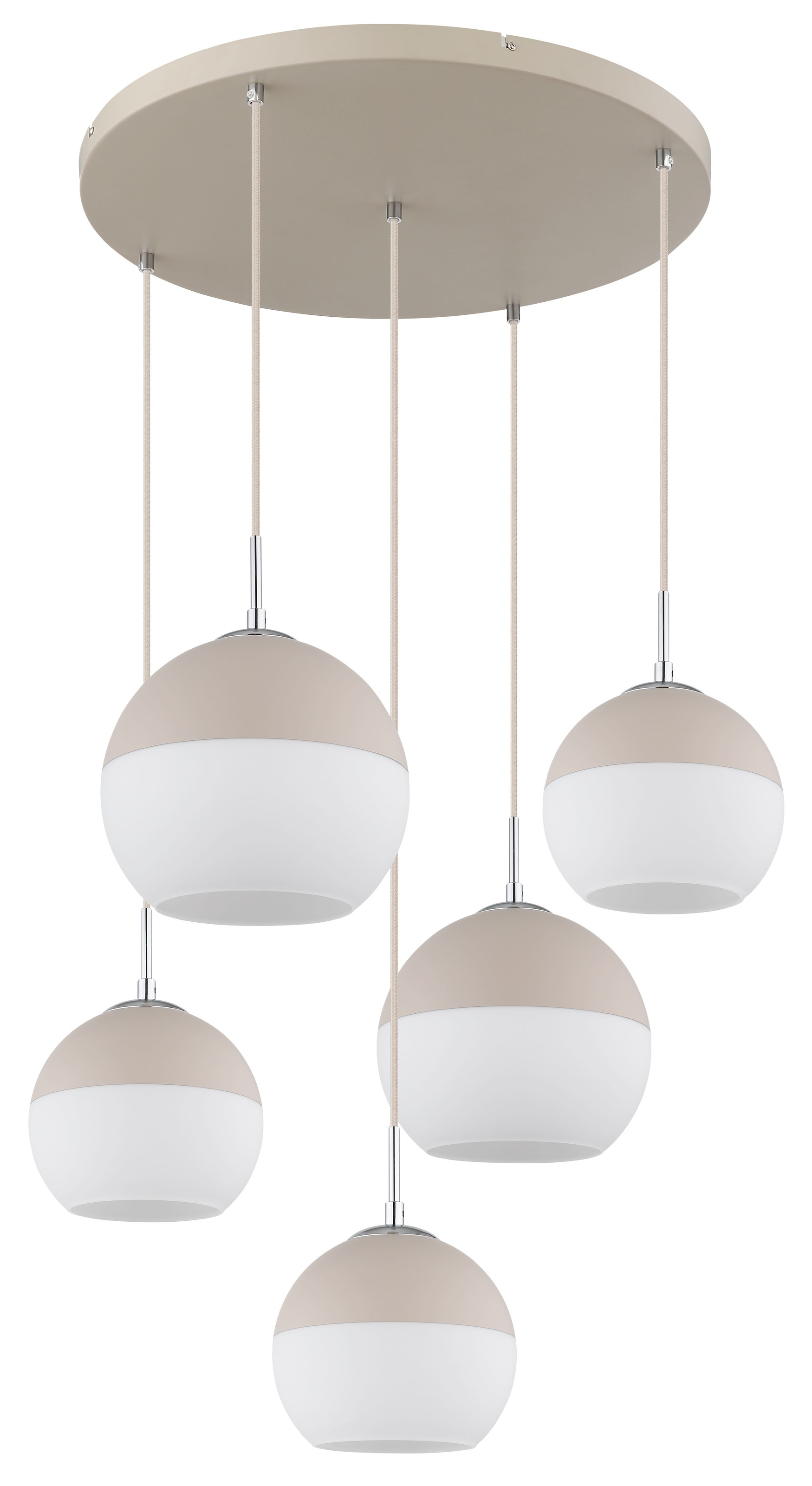 GLOBO LIGHTING Hängeleuchte »RAGUSA« E27 1 Stk. sandfarbene Pendelleuchte, Mix-Glaskugeln, E27, höhenkürzbar