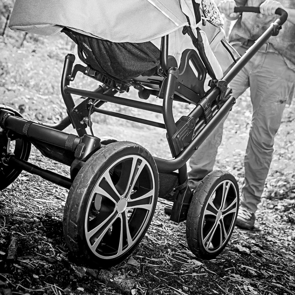 Gesslein Kombi-Kinderwagen »F10 Air+, schwarz/cognac mit Tragetasche C1 Lift, citygrau/Punkte«, Design & Handarbeit aus Deutschland