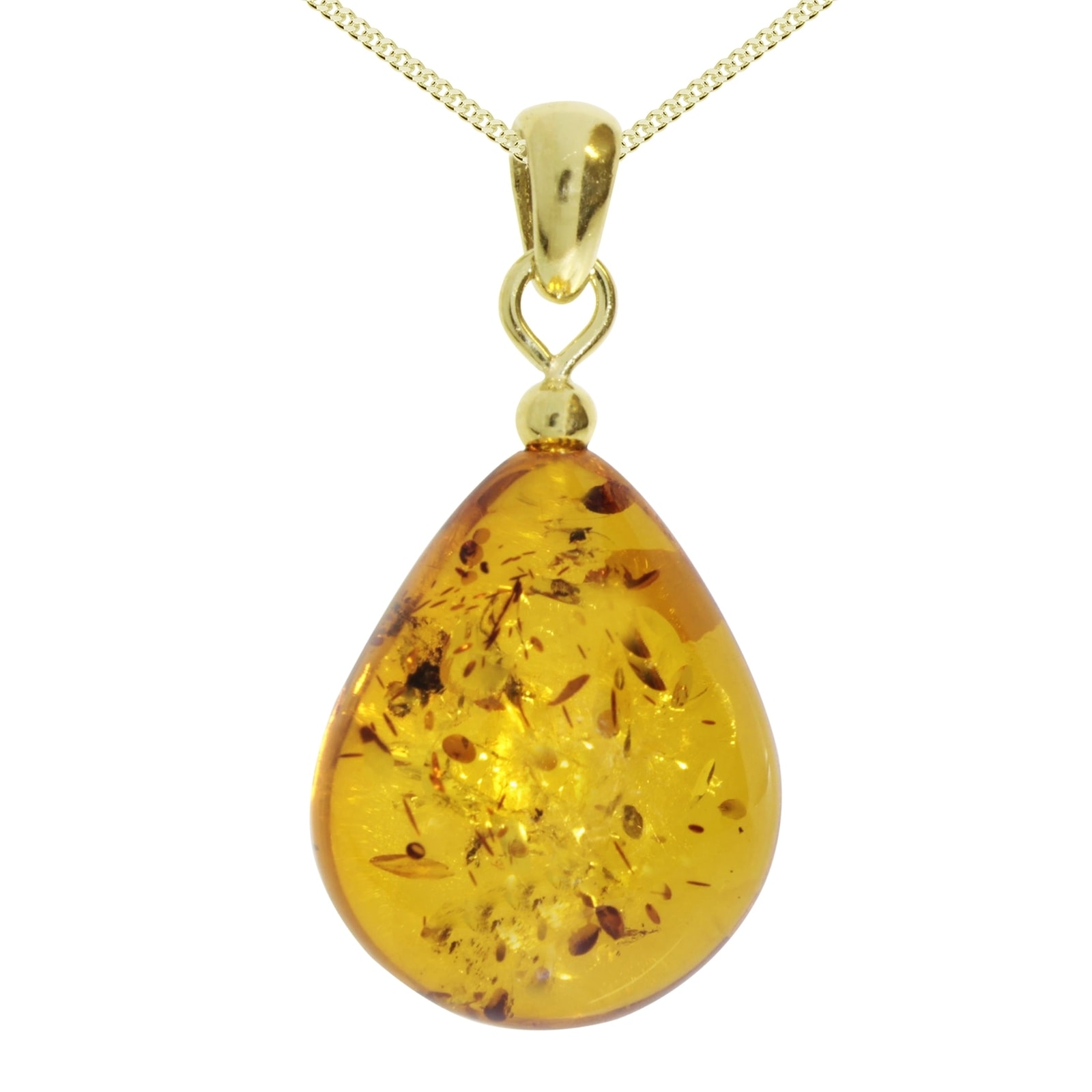 Kette mit Anhänger OSTSEE-SCHMUCK "- Tropfen ca. 20 mm lang - Silber 925/000, vergoldet - Bernstein" Gr. 60, gold (goldfarben, gelb), Schmuck_Sets, Damen, 60, Silber 925 (Sterlingsilber) 4