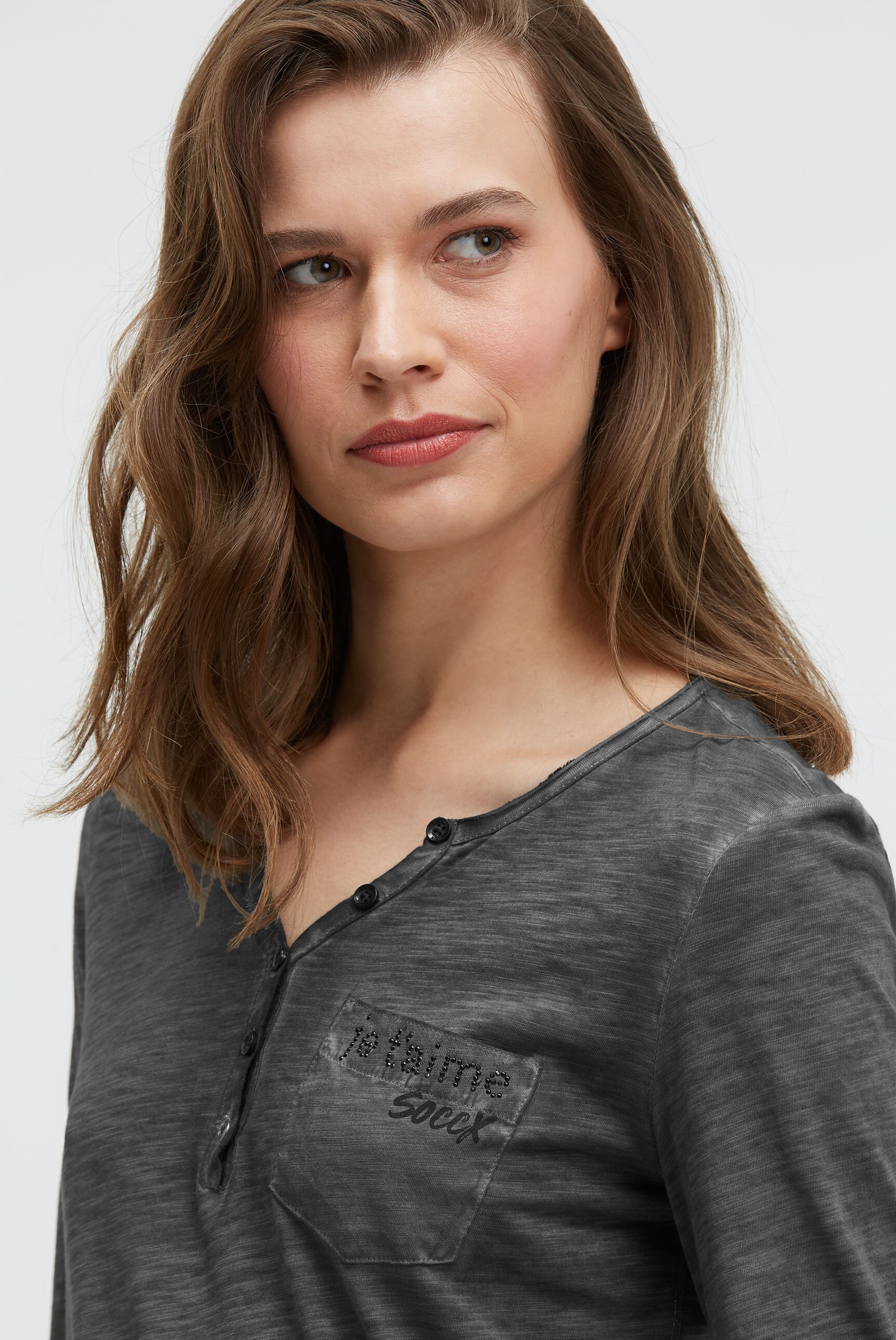 SOCCX Langarmshirt mit Brusttasche