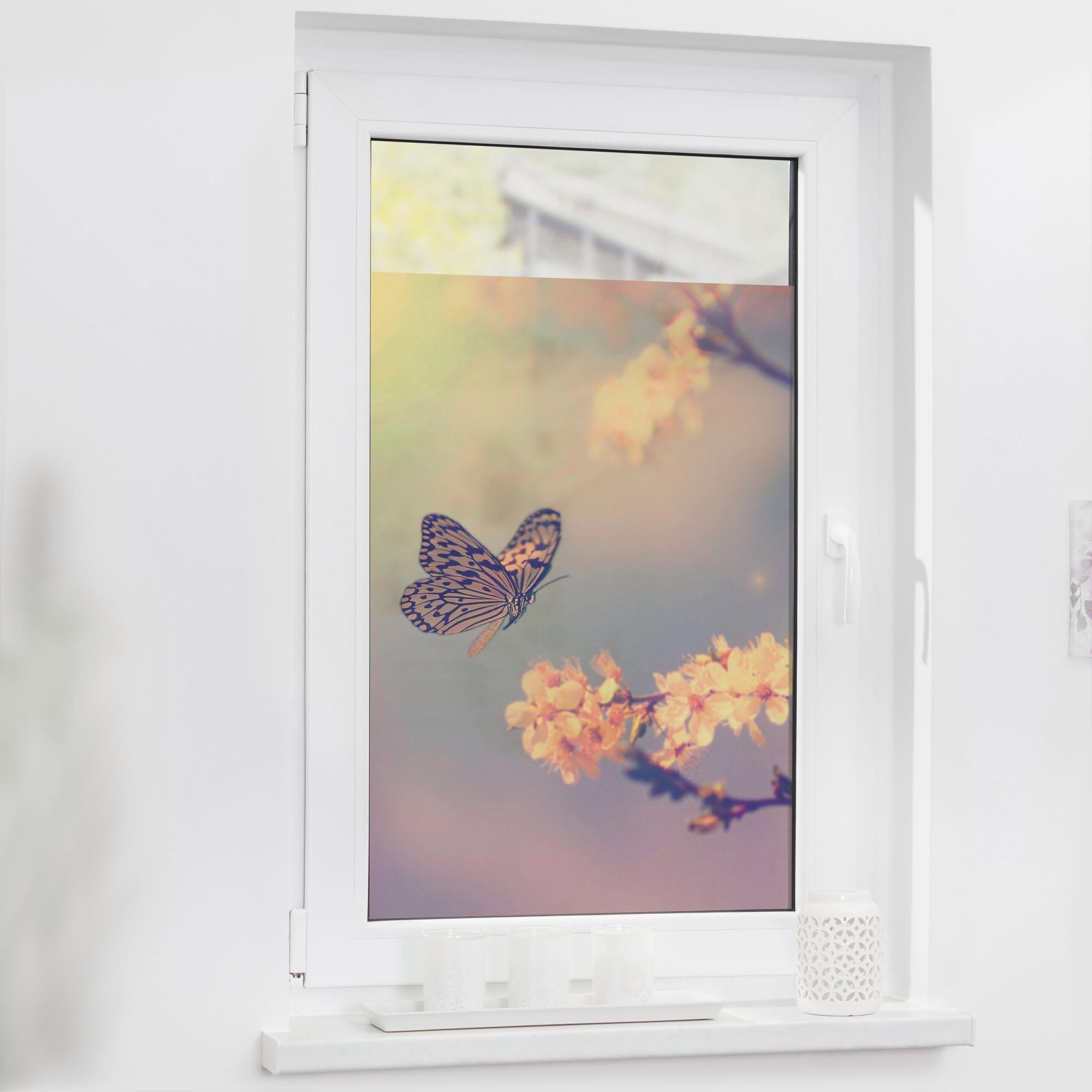 LICHTBLICK ORIGINAL Fensterfolie "Schmetterling Blüte", 1 St., blickdicht, günstig online kaufen