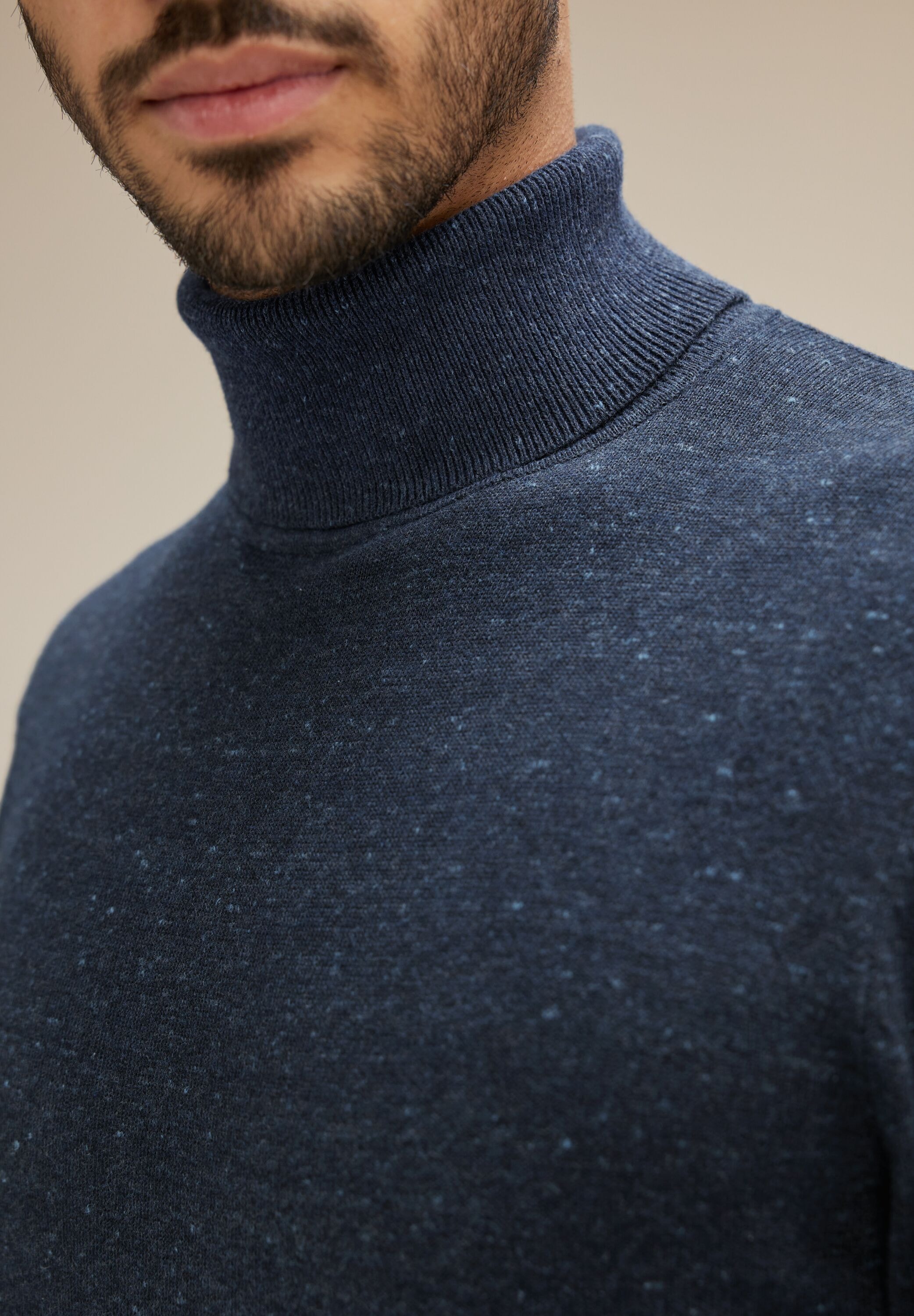 STREET ONE MEN Rollkragenpullover, in Melange Optik