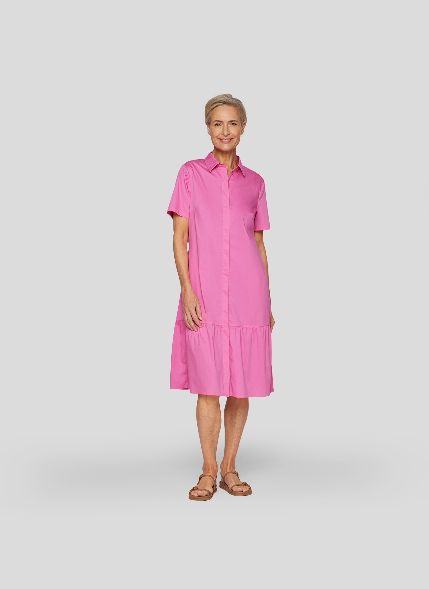 Rabe Midikleid "Rabe Sommerkleid mit Polokragen und Volant-Detail" günstig online kaufen