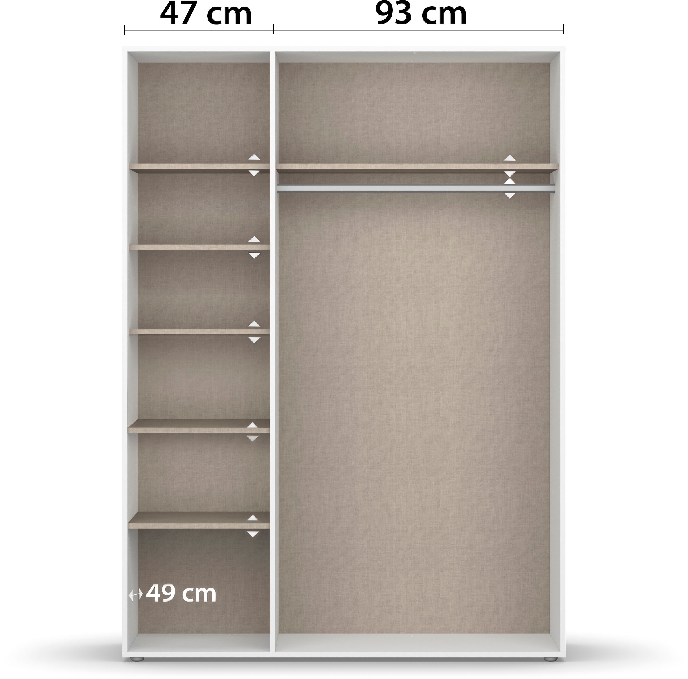 rauch Drehtürenschrank »Kleiderschrank Schrank Garderobe Wäscheschrank NAGATA viel Stauraum«, (in 3 verschiedenen Ausstattungen BASIC/CLASSIC/PREMIUM), mit modernen Stangengriffen in Graumetallic TOPSELLER MADE IN GERMANY