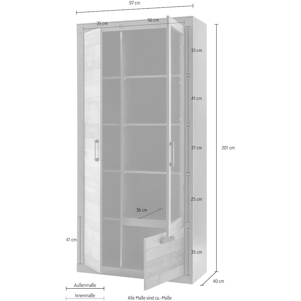 Home affaire Vitrine »BROOKLYN«, Höhe ca. 200 cm