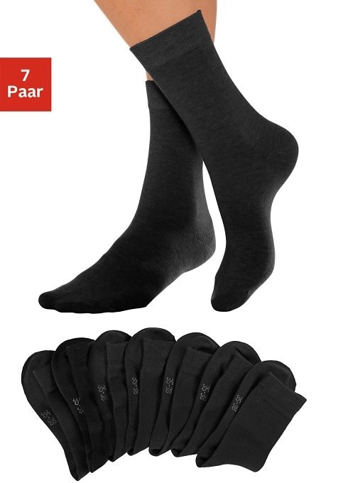 Basicsocken, (Set, 7 Paar), mit druckfreiem Bündchen