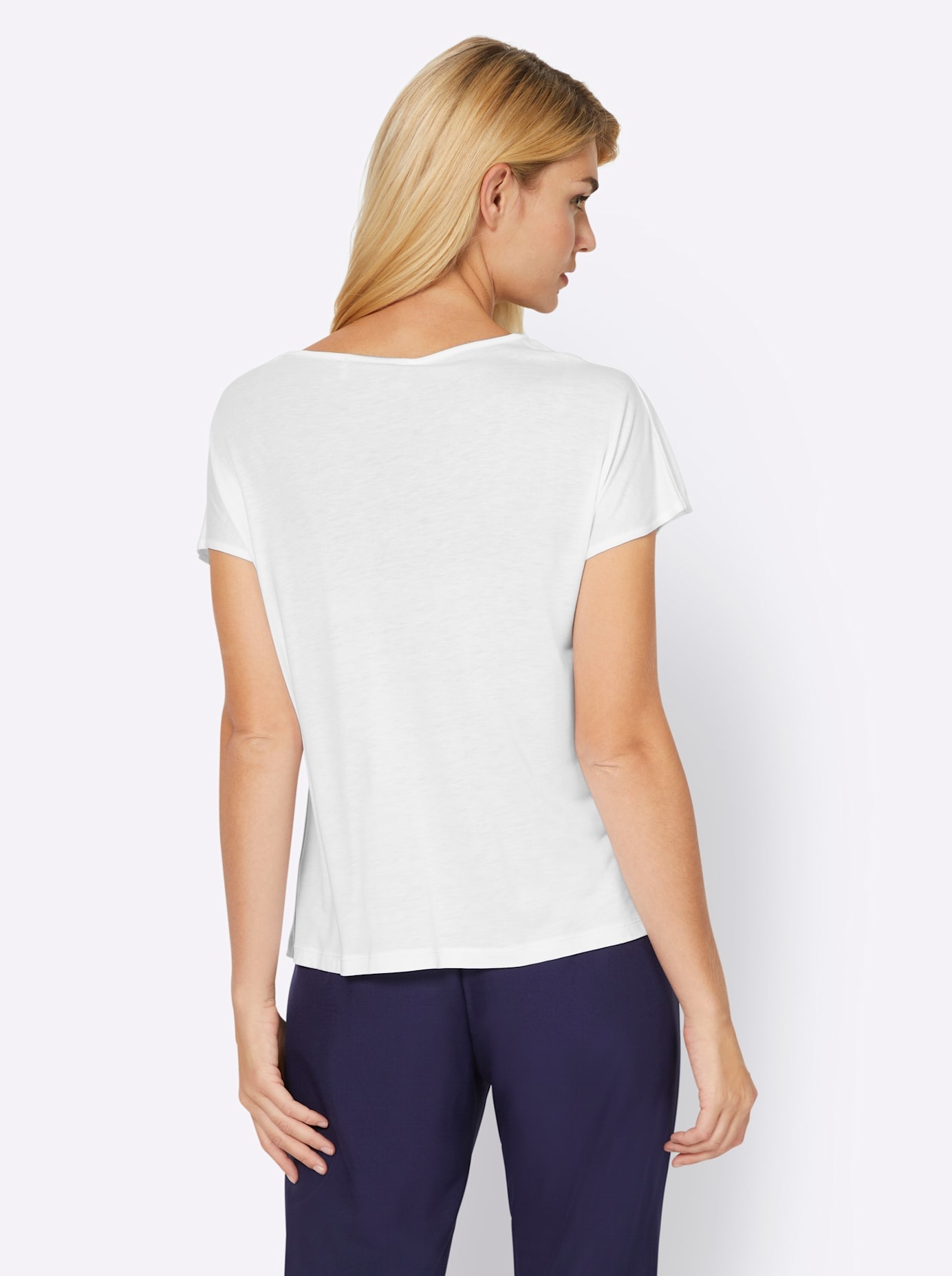 Kurzarmshirt HEINE "Shirt", Damen, Gr. 38, weiß, 100% Viskose, unifarben, V-Ausschnitt, Shirts 2