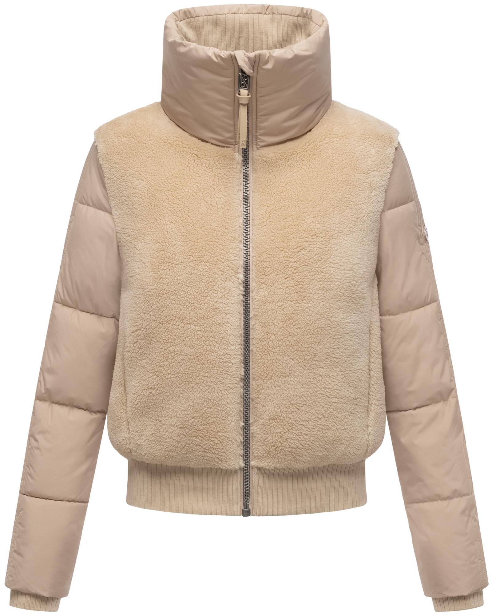 Navahoo Plüschjacke "Teddyzone 14" ohne Kapuze Teddy-Fleece Jacke mit hohem Kragen