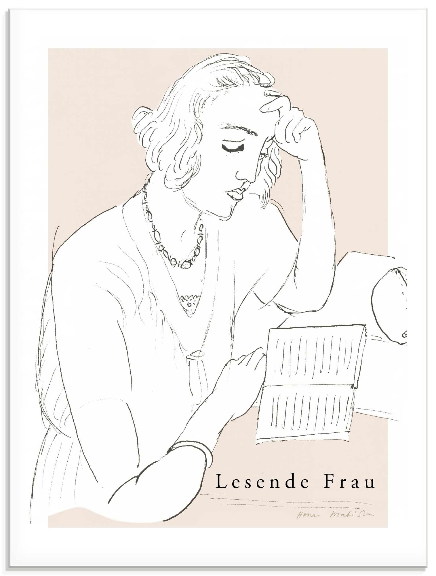 ARTLAND Lesende Frau Glass Picture White 45x60cm