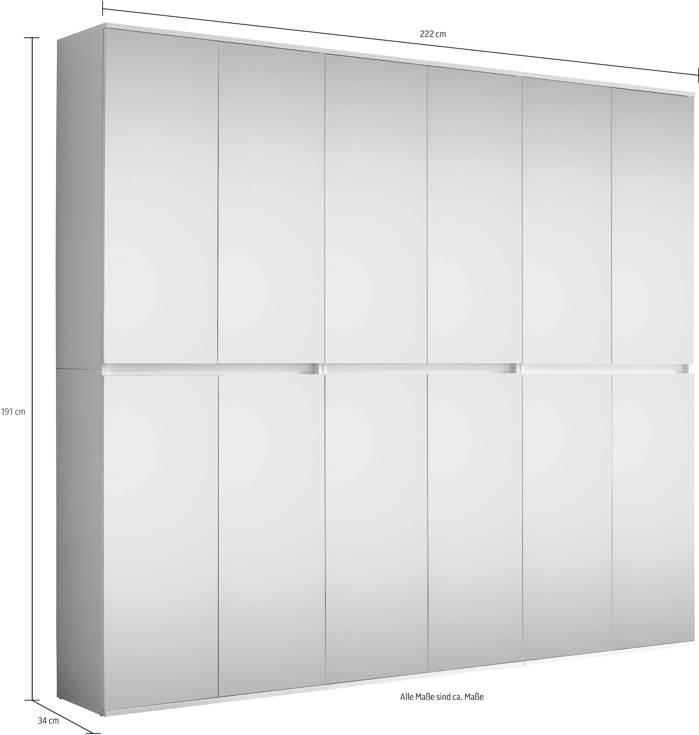 INOSIGN Garderoben-Set »Malcesine«, (3 St.), Mehrzweckschrank-Set mit Spiegelfront aus 3 Schränken mit Breite 74 cm