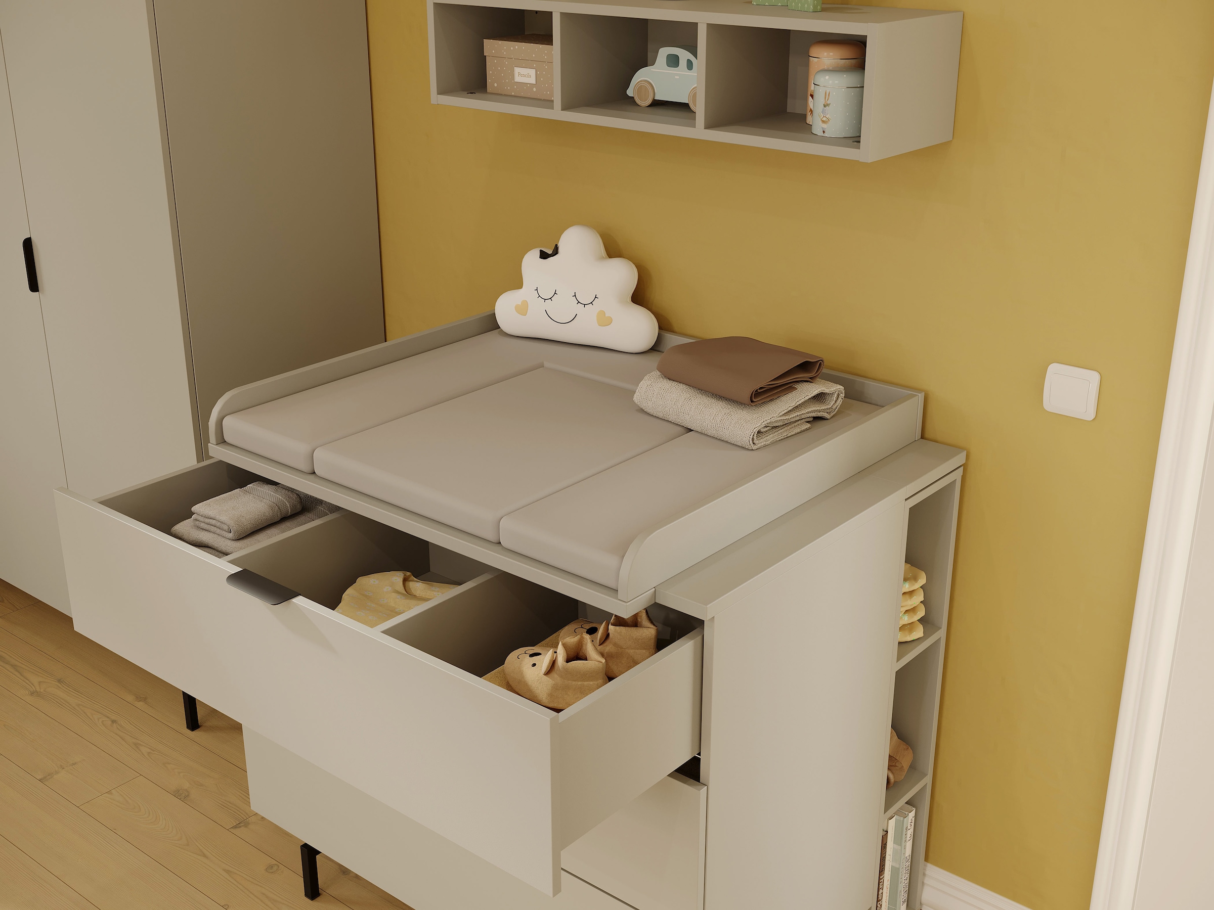 GERMANIA Babymöbel-Set »Tomino«, (Set, 3 tlg.), modernes Design, mitwachsendes Komplett-Set, GS-zertfiziert