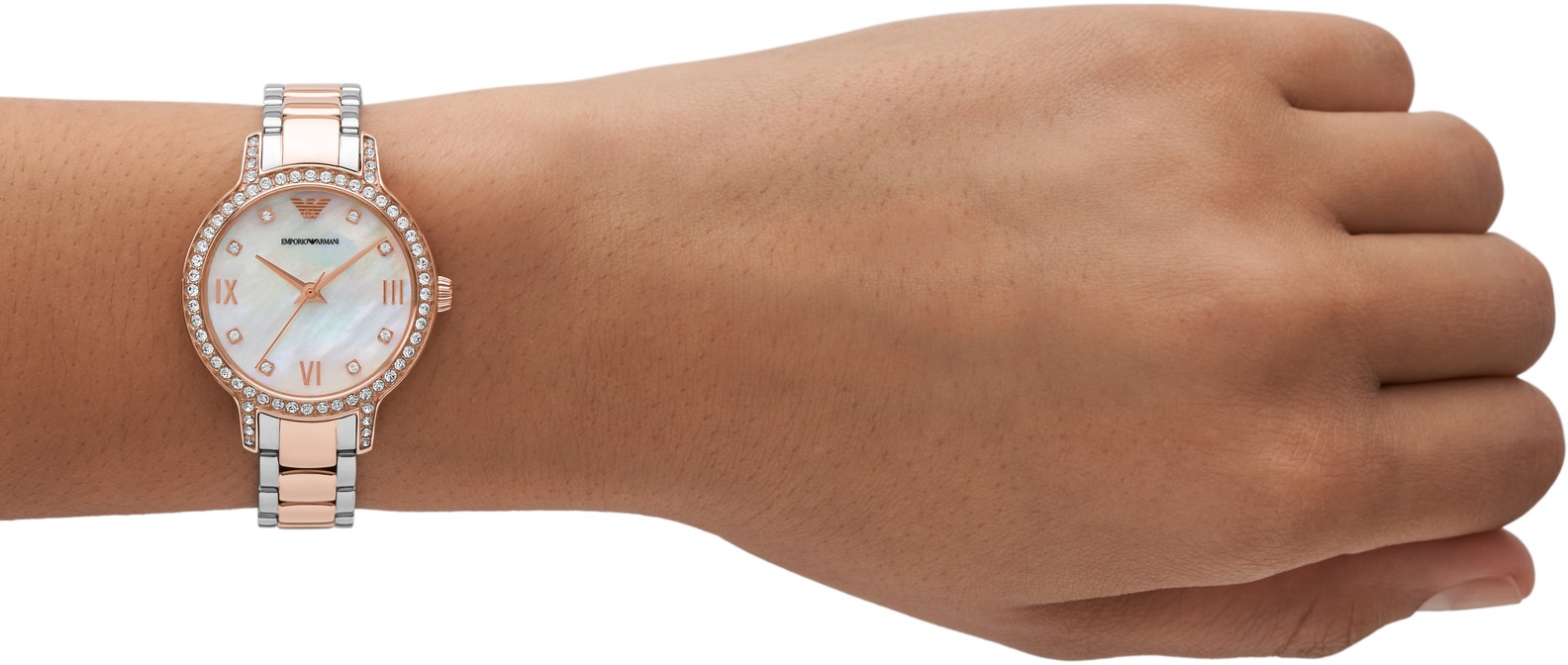 Emporio Armani Quarzuhr, Armbanduhr, Damenuhr, analog, Edelstahlarmband