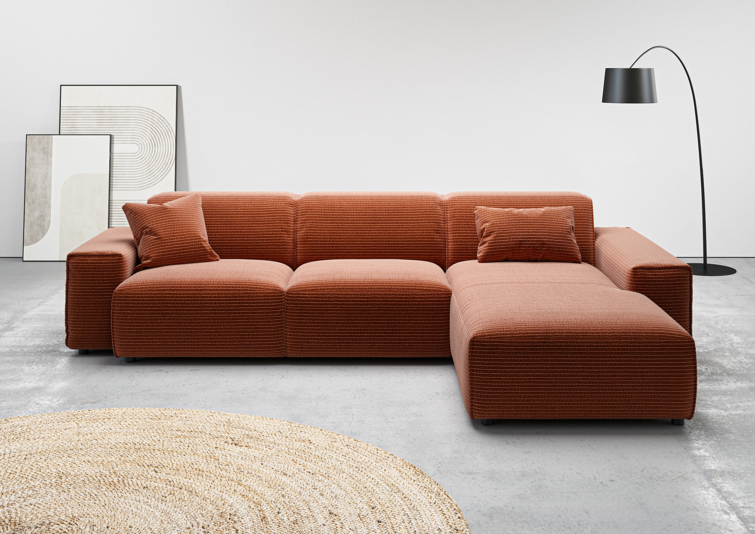 andas Ecksofa »Glimminge auch in Breitcord, Feincord, Bouclé + Easy care-Bezug«, L-Form, Breite 294, Zierkissen