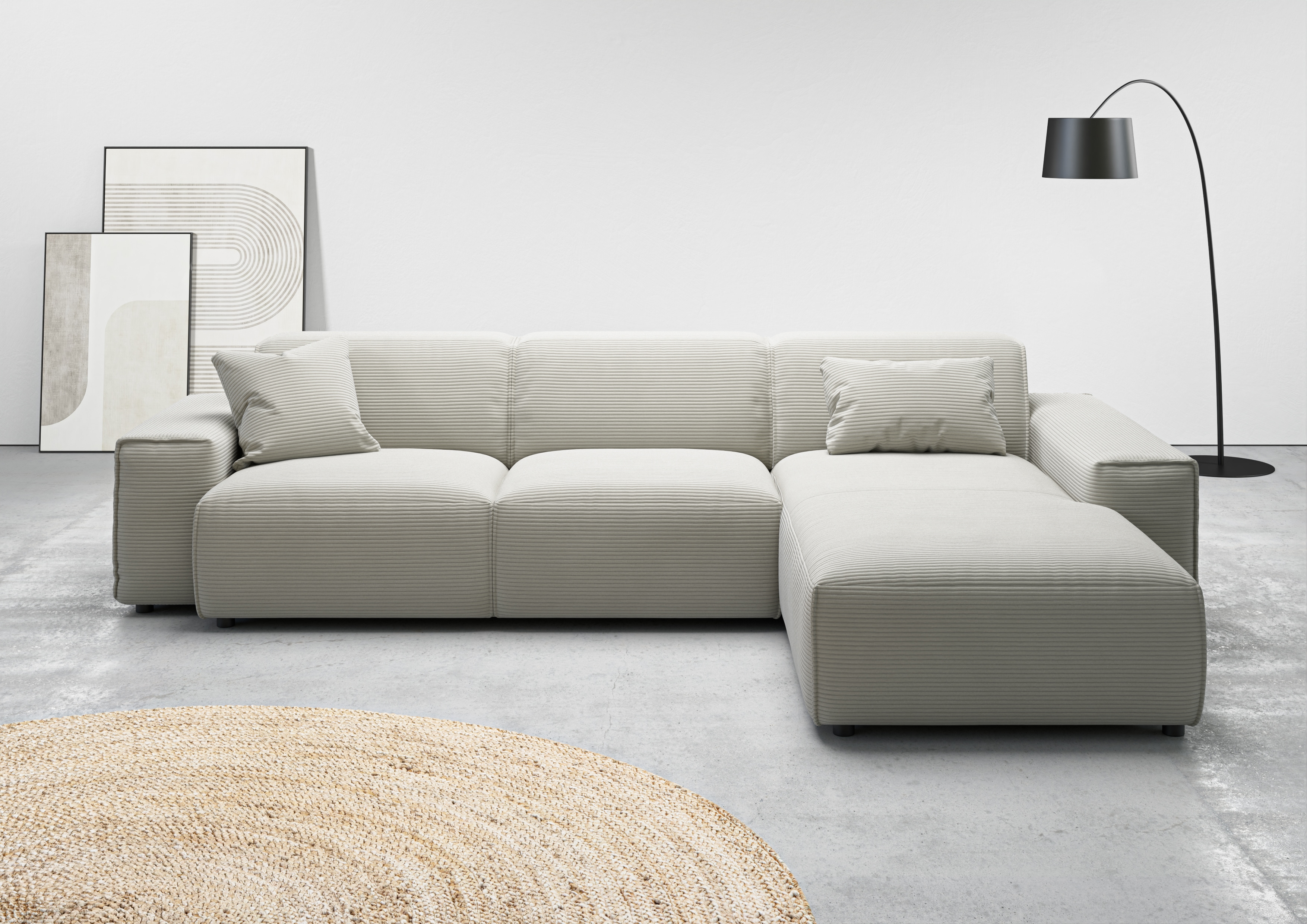 Home affaire Ecksofa "Glimminge auch in Breitcord, Feincord, Bouclé + Easy care-Bezug" L-Form, Breite 294, Zierkissen