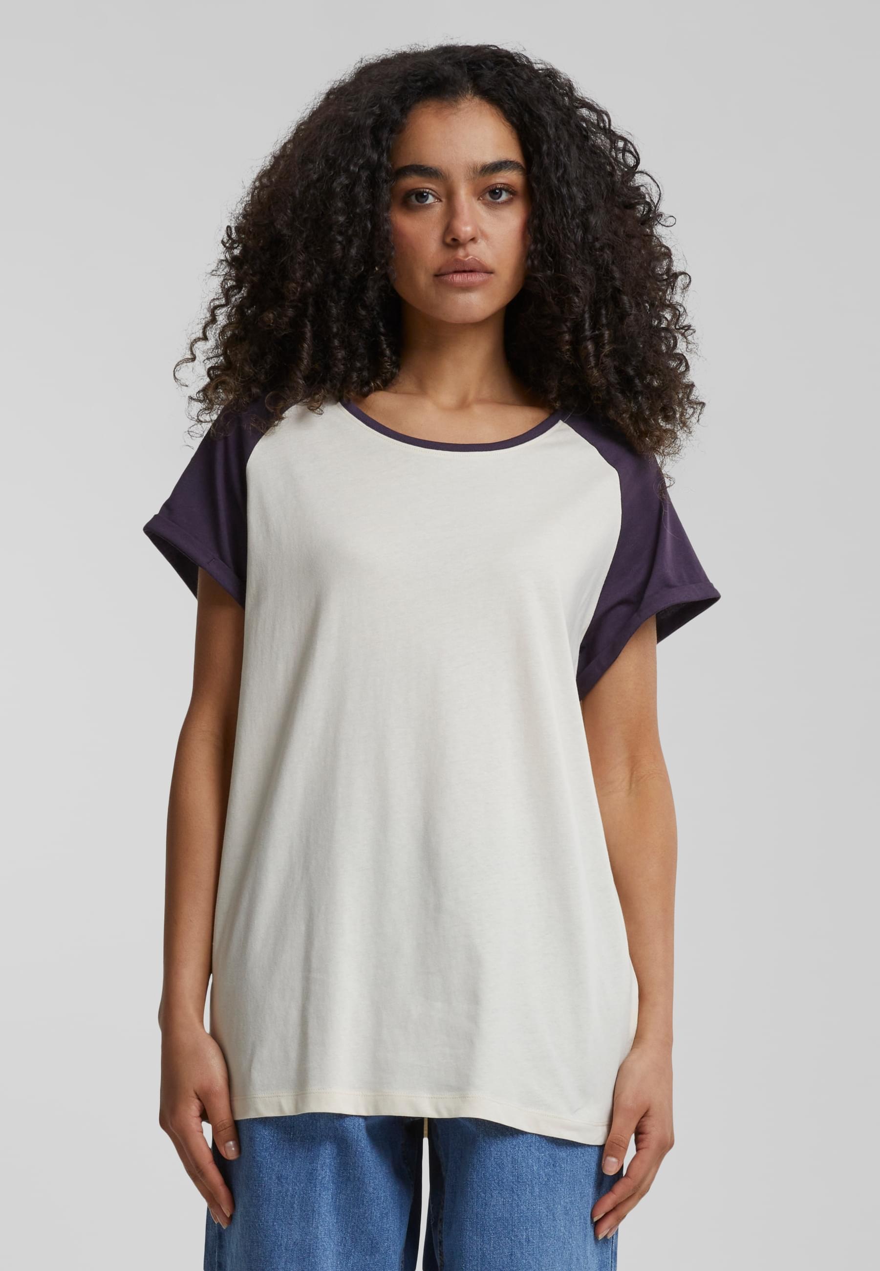 URBAN CLASSICS Kurzarmshirt »Urban Classics Damen Ladies Contrast Raglan Tee«, (1 tlg.)
