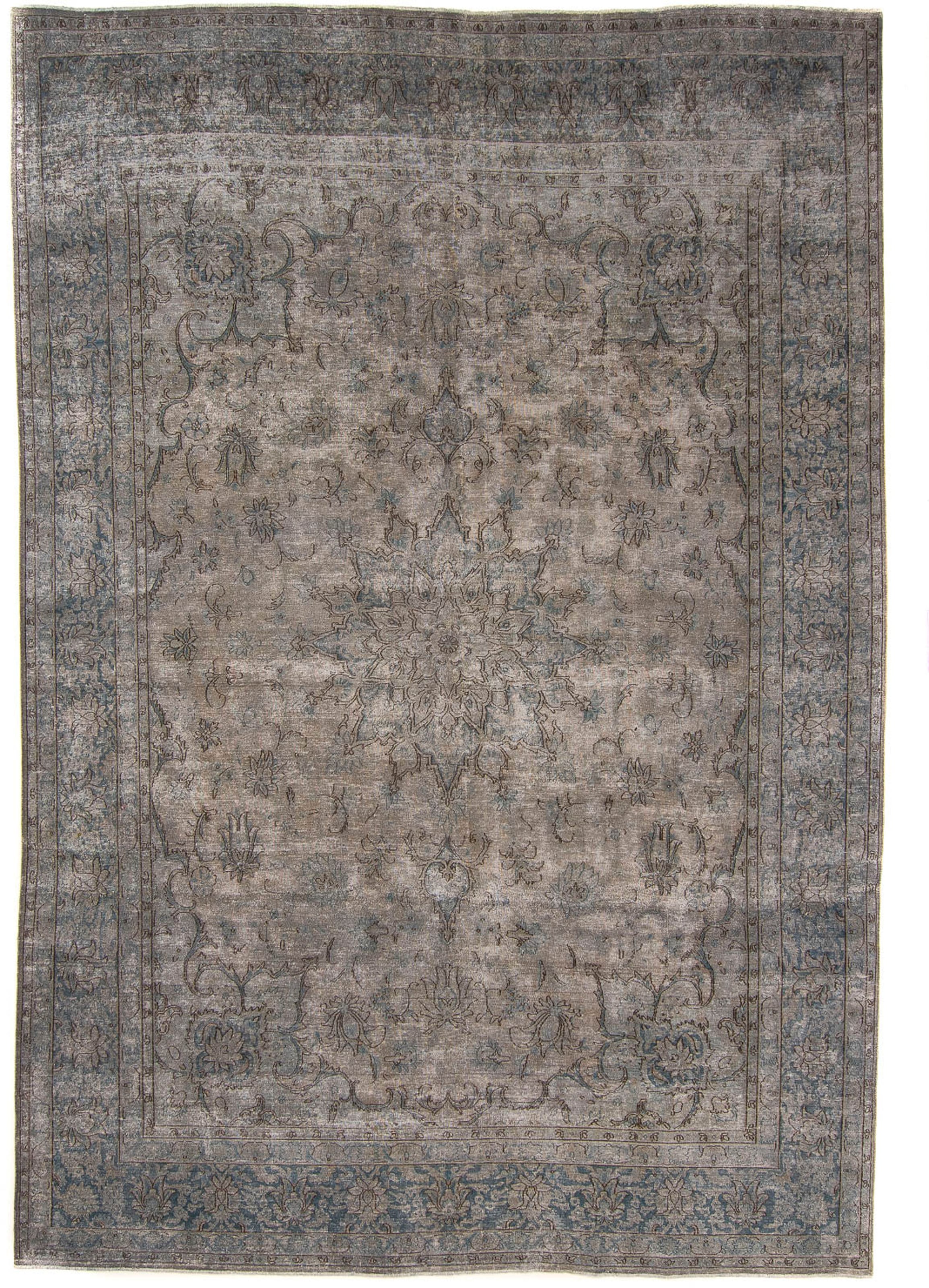 morgenland Teppich »Vintage - 389 x 290 cm - grau«, rechteckig, Wohnzimmer, Handgeknüpft, Einzelstück mit Zertifikat