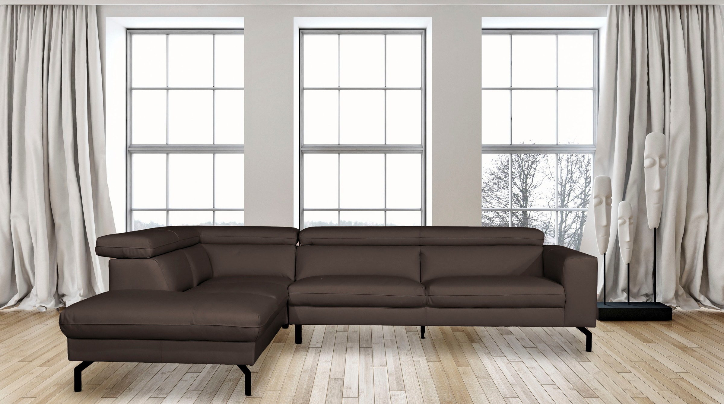 Places of Style Ecksofa »Olanta, L-Form«, mit verstellbaren Kopfstützen