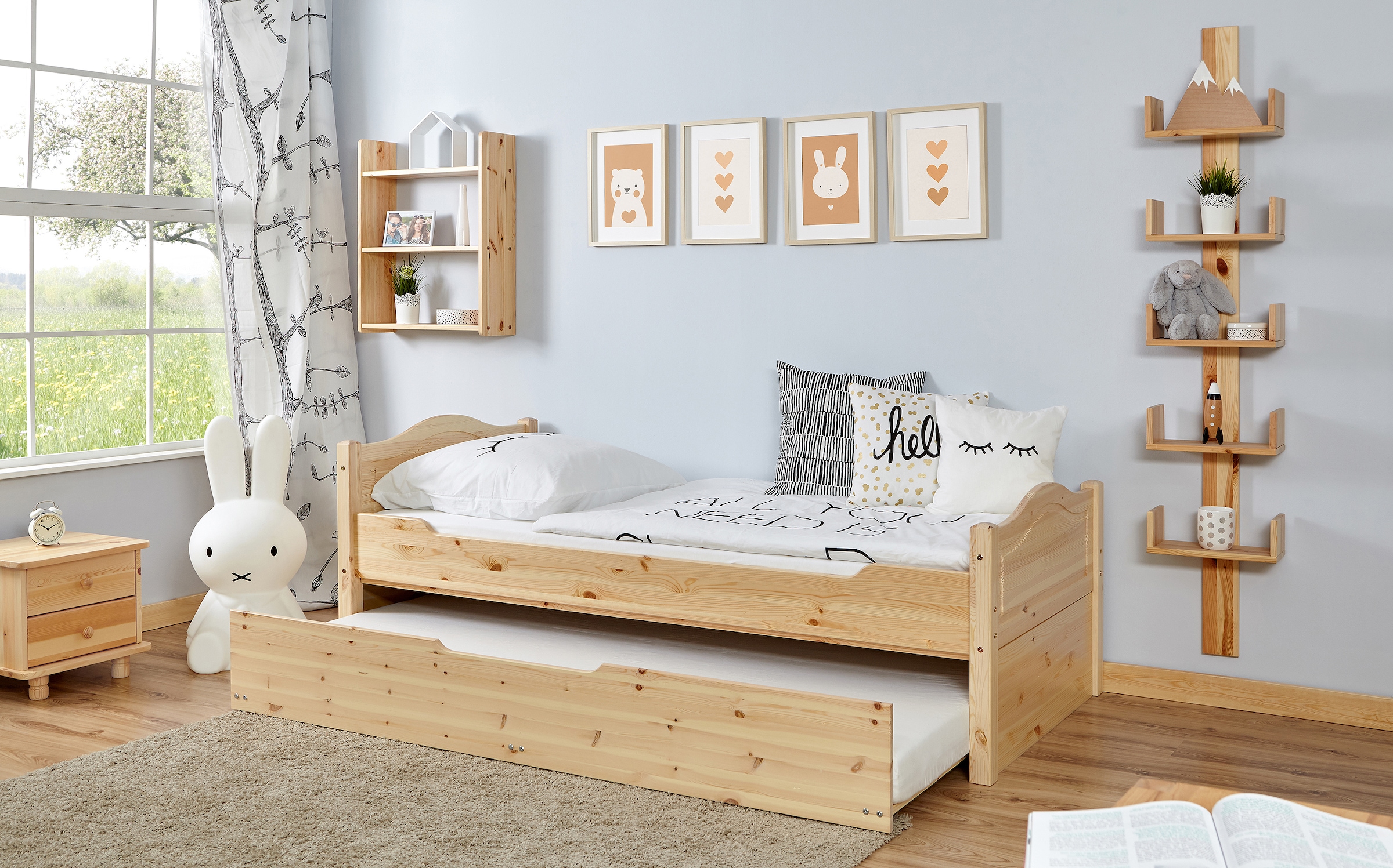Ticaa Jugendbett "Leni", Einzelbett, inkl. Zusatzbett und Rollrost günstig online kaufen