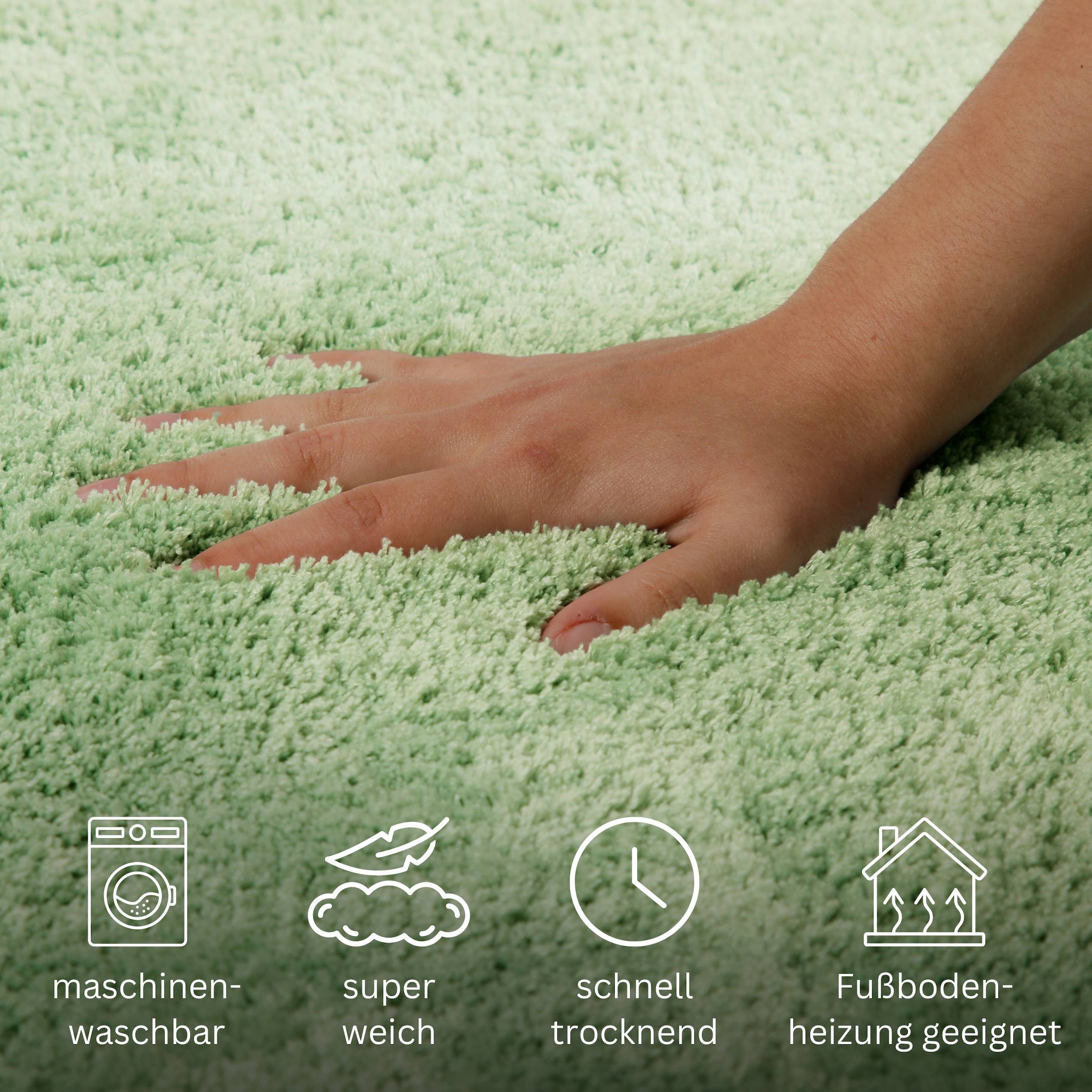 my home Badematte »Kaarin«, rutschhemmend beschichtet, schnell trocknend, Badteppich, getuftet, flauschig, hochflor, große Farbauswahl