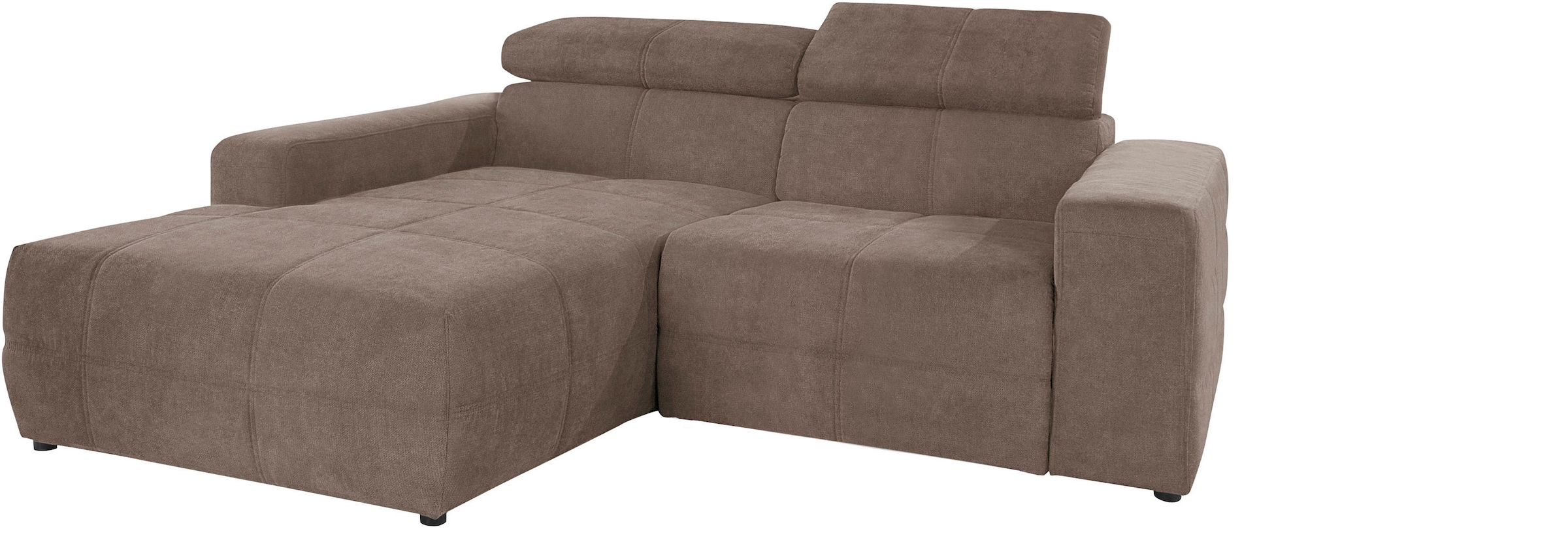 DOMO collection Ecksofa »Brandon Sitzbelastung 140 kg, kleine Ausführung B/T/H: 214/100/80 cm«, Mit Kopfteilverstellung, auch in Leder und Cord, L-Form