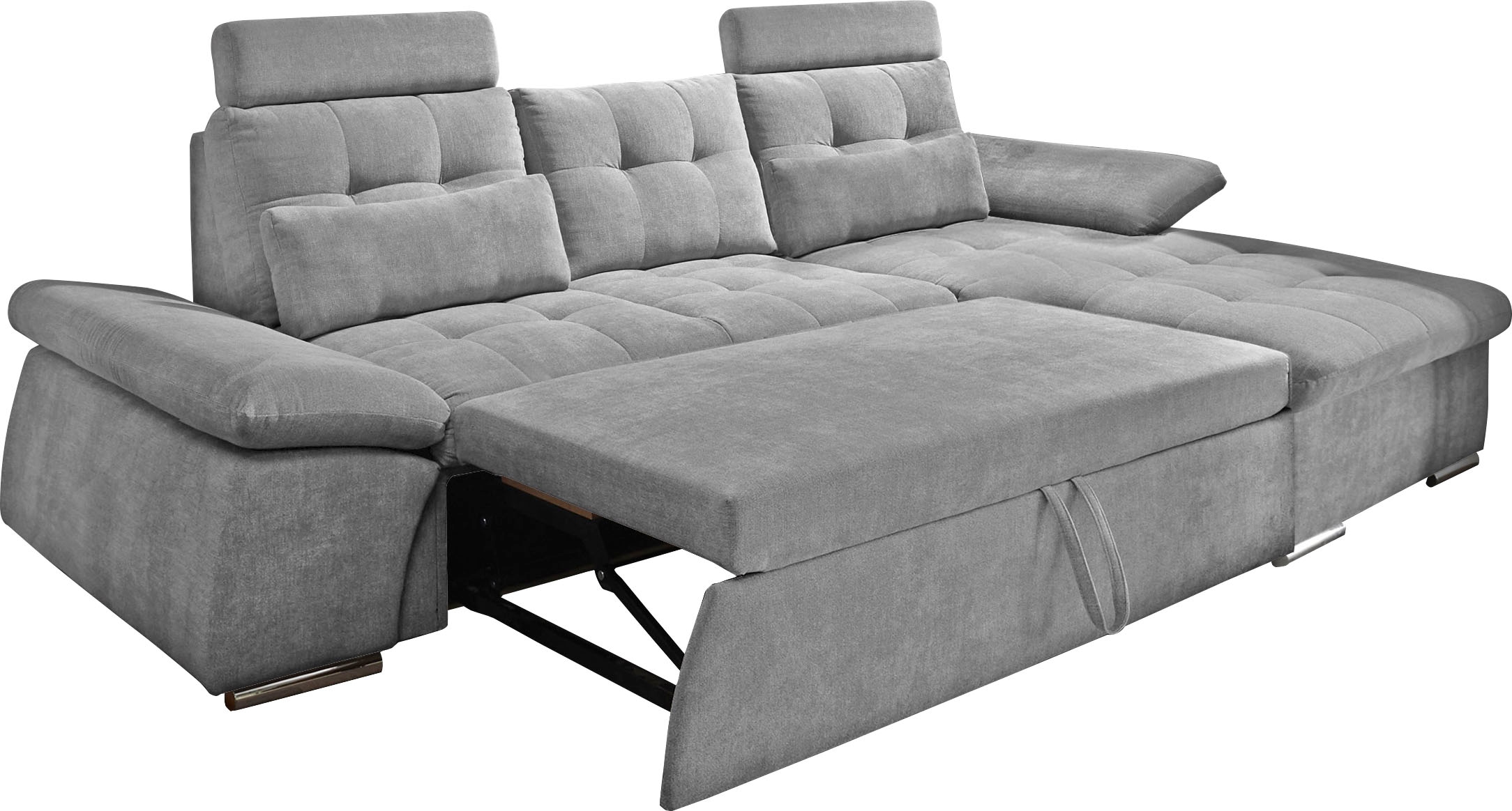 ED EXCITING DESIGN Ecksofa »Nalo L-Form«, mit Bettfunktion, Kopfstützen, Nierenkissen, Armteilverstellung