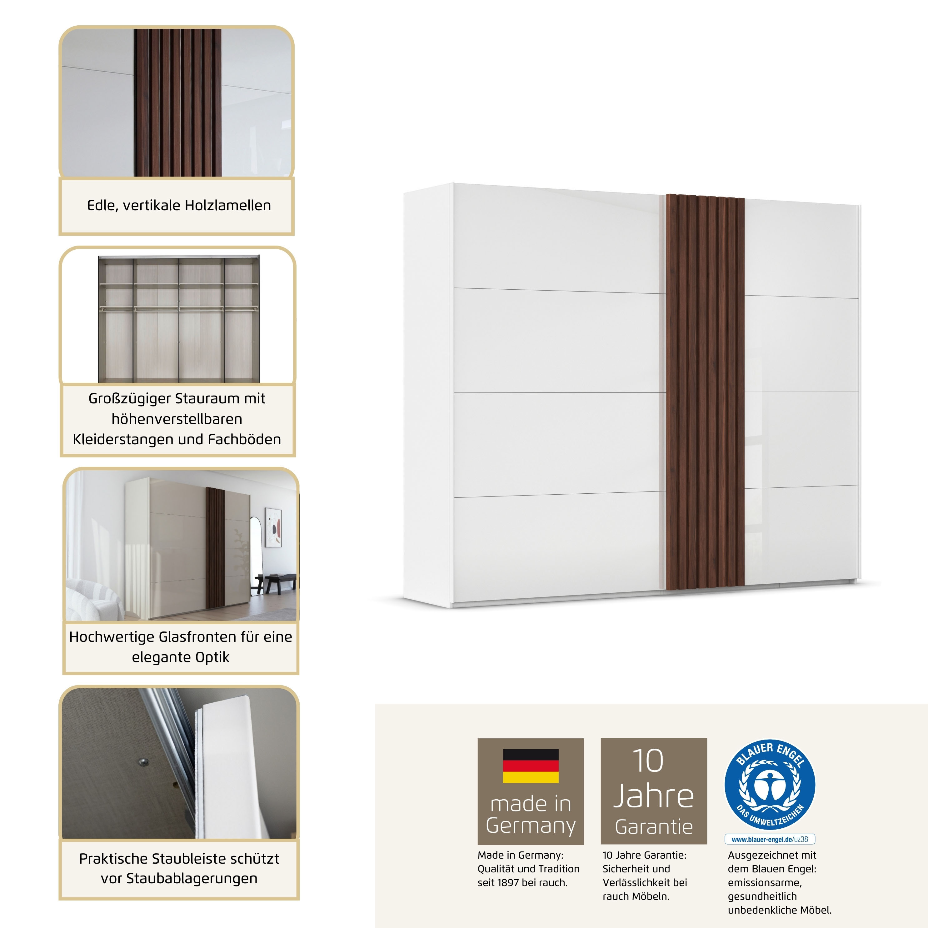 Thumbnail - rauch Schwebetürenschrank "Kleiderschrank Schrank Garderobe Wäscheschrank TEGIO" mit hochwertigen Holzdekoraufleistung u...