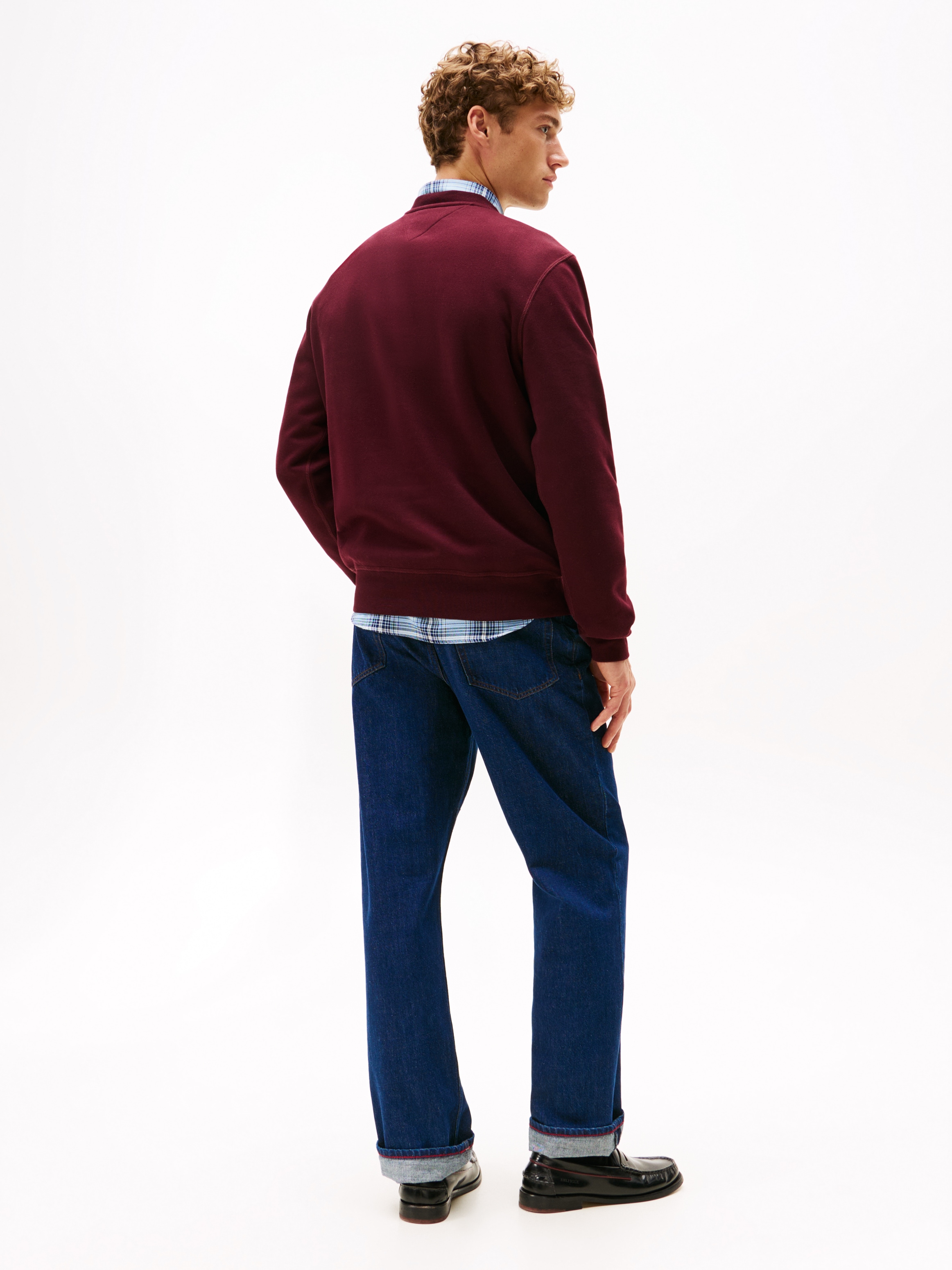 Tommy Hilfiger Sweatshirt »ESS SEASONAL FLEECE CREWNECK mit Rundhals und Stickerei«, unifarben, casual, regular fit, Baumwollmix, Rundhals