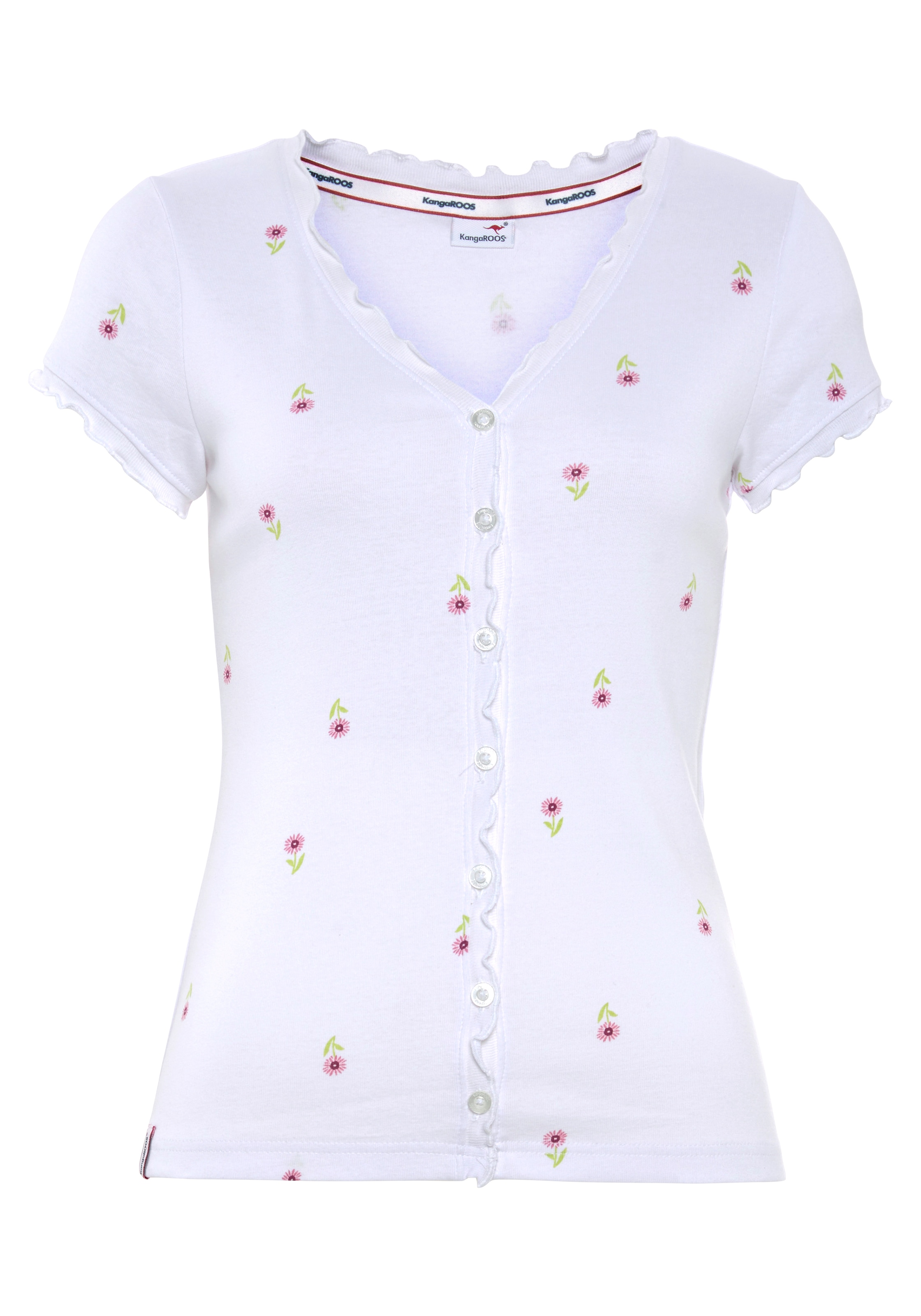 KangaROOS Kurzarmshirt, kurzärmelig, figurbetont, aus Baumwolle