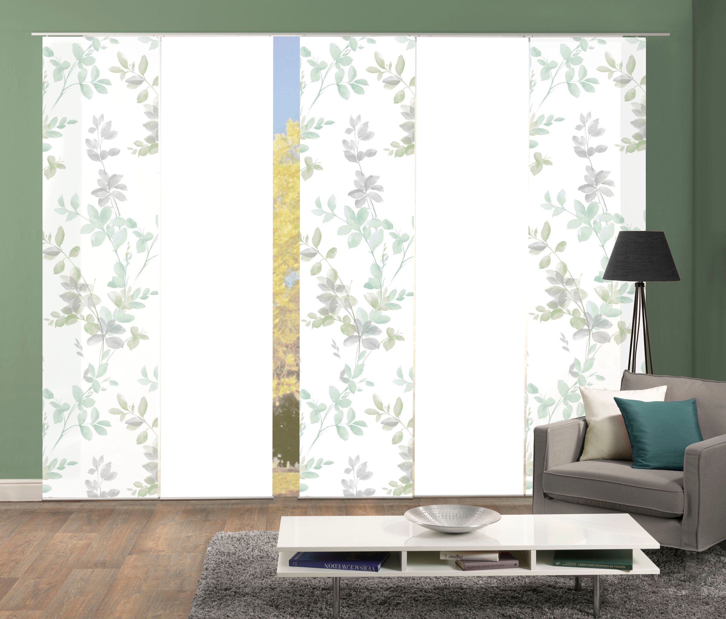 HOME WOHNIDEEN "5er SET" Paneelwagen 5 Stk. tlg. Schiebevorhang Digidruck 5 günstig online kaufen